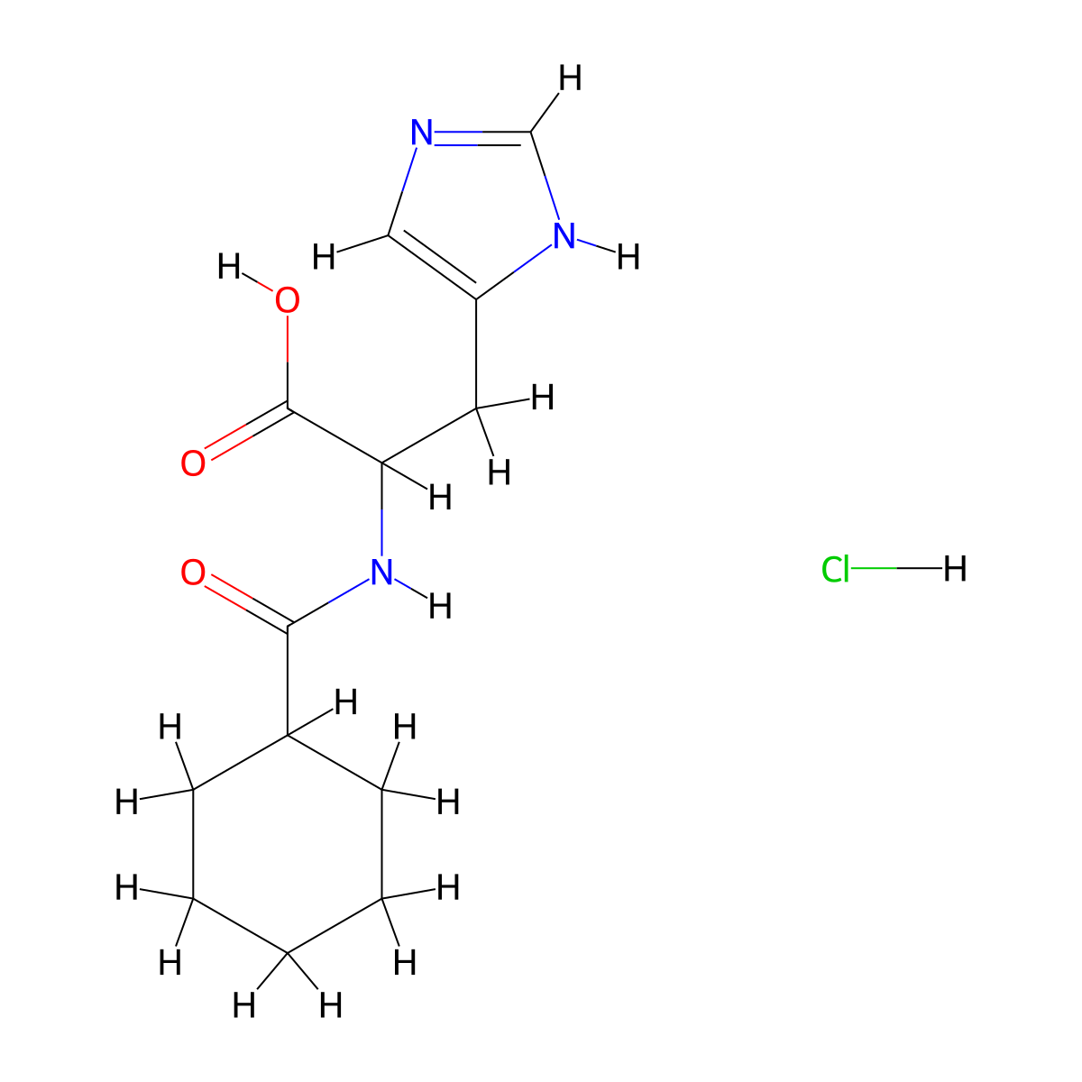 2-(Cyclohexanecarboxamido)-3-(1H-imidazol-4-yl)propanoic acid hydrochloride molecular structure, CAS 2828432-31-9