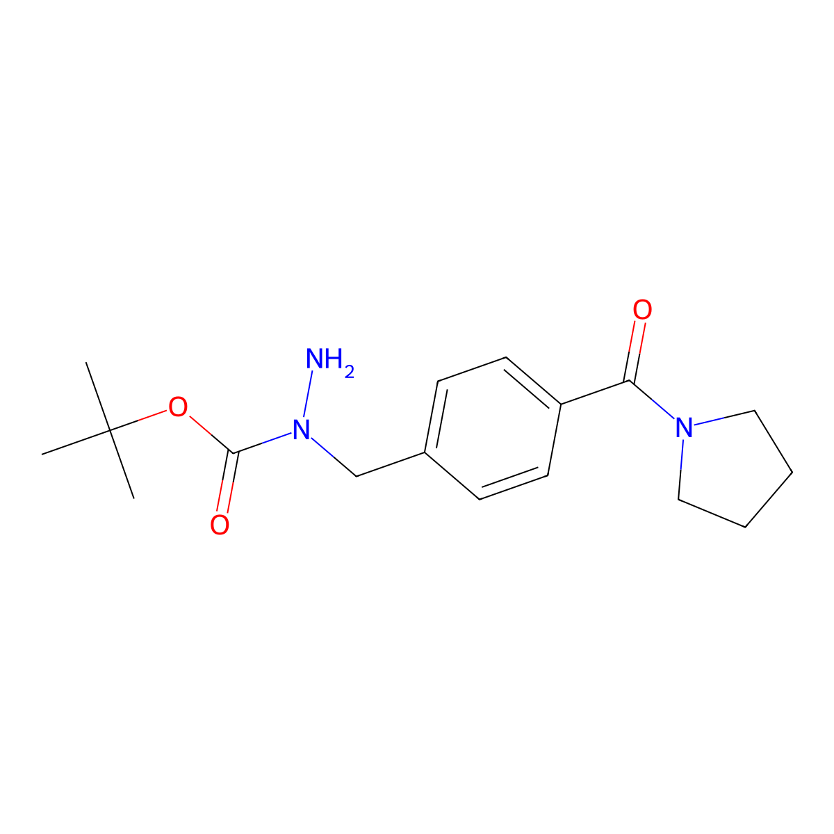 tert-Butyl 1-(4-(pyrrolidine-1-carbonyl)benzyl)hydrazinecarboxylate molecular structure, CAS 2828432-32-0