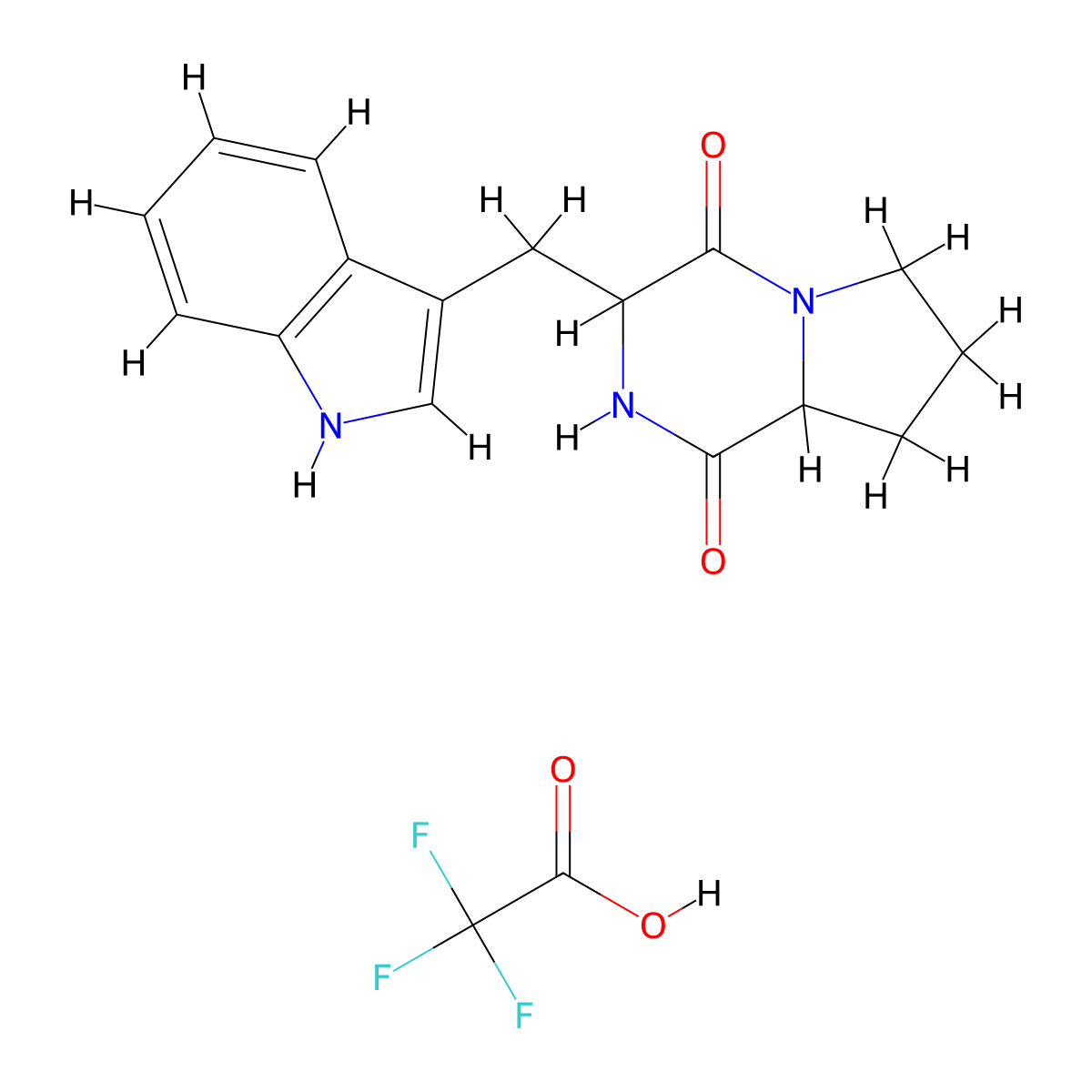 3-((1H-Indol-3-yl)methyl)hexahydropyrrolo[1,2-a]pyrazine-1,4-dione trifluoroacetate molecular structure, CAS 2828433-09-4