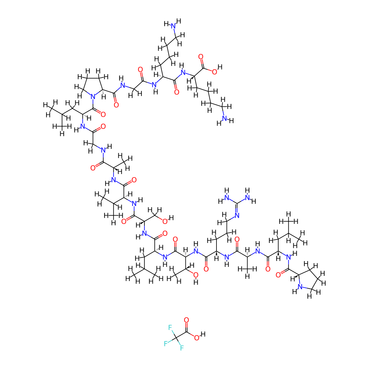 L-Lysine, L-prolyl-L-leucyl-L-alanyl-L-arginyl-L-threonyl-L-leucyl-L-seryl-L-valyl-L-alanylglycyl-L-leucyl-L-prolylglycyl-L-lysyl-trifluoroacetate molecular structure, CAS 2828433-13-0