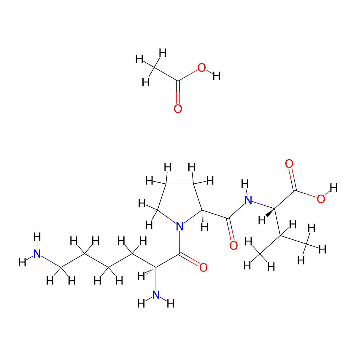 L-lysyl-L-prolyl-L-valine acetate molecular structure, CAS 2828433-34-5