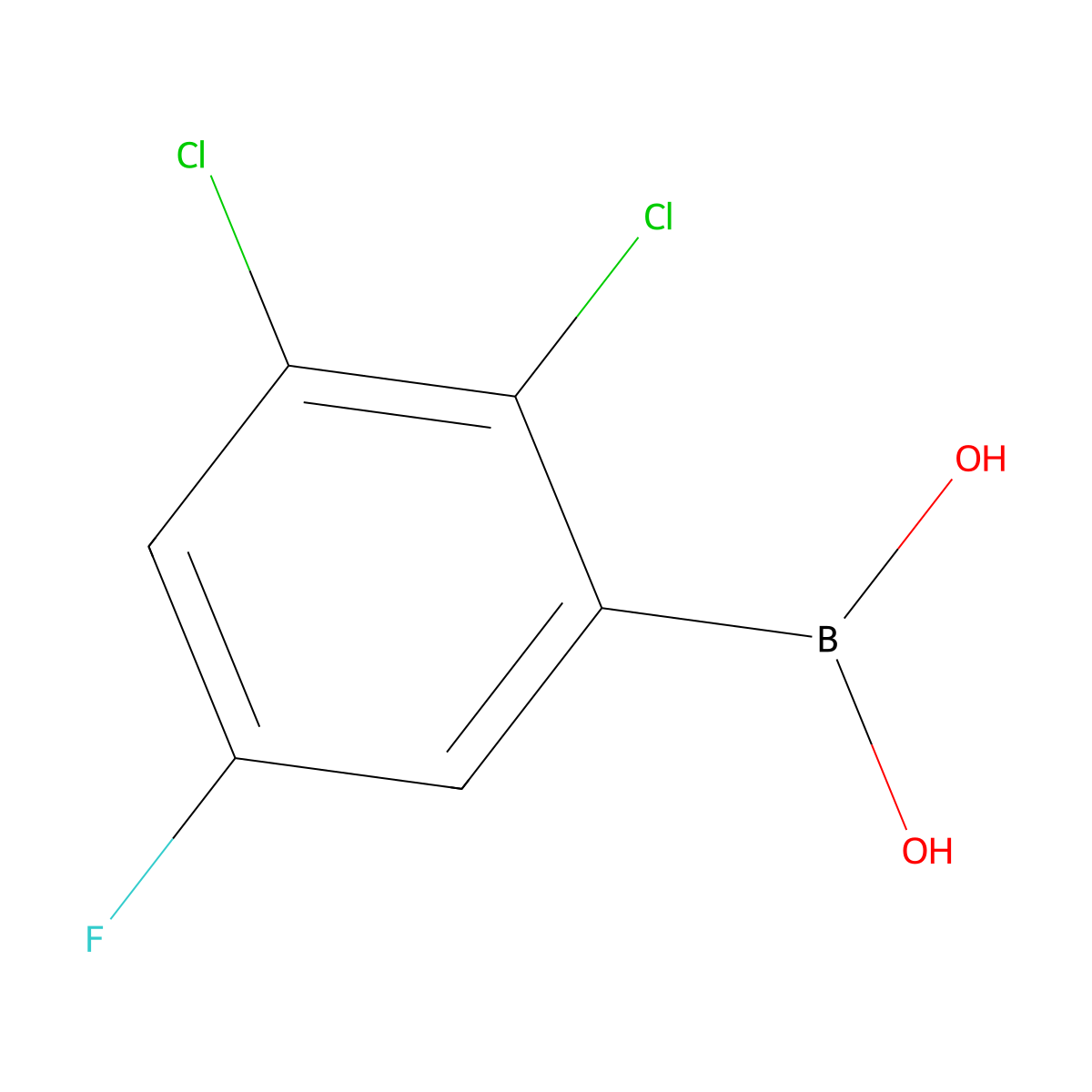 (2,3-Dichloro-5-fluorophenyl)boronic acid molecular structure, CAS 2828433-43-6