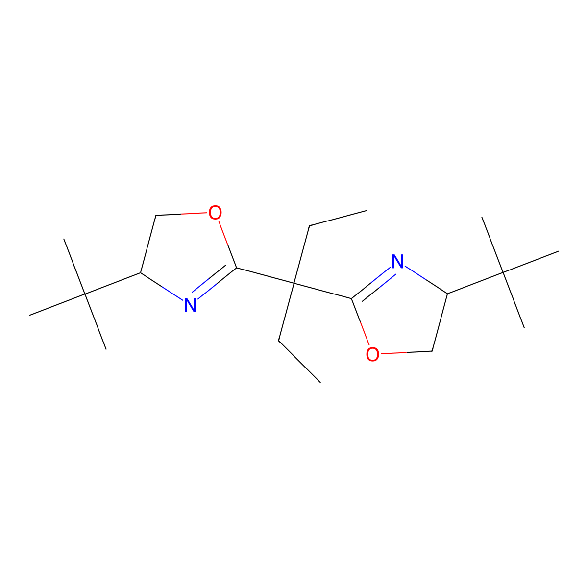 (4R,4'R)-2,2'-(Pentane-3,3-diyl)bis(4-(tert-butyl)-4,5-dihydrooxazole) molecular structure, CAS 2828433-46-9