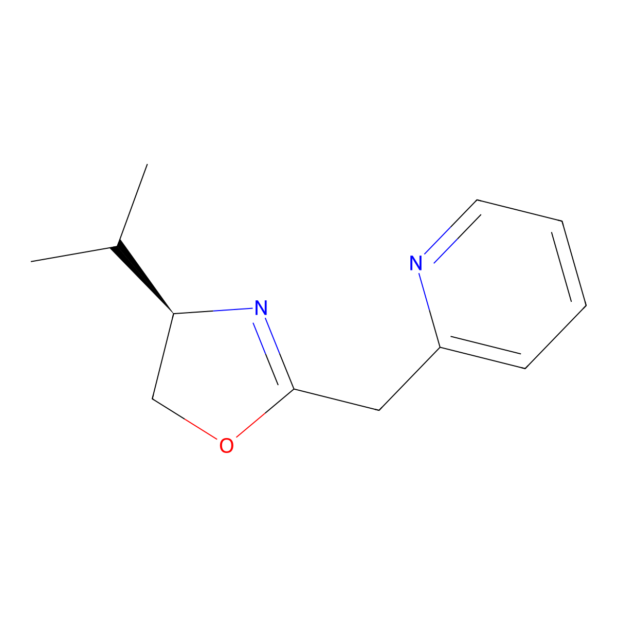(R)-4-Isopropyl-2-(pyridin-2-ylmethyl)-4,5-dihydrooxazole molecular structure, CAS 2828433-52-7