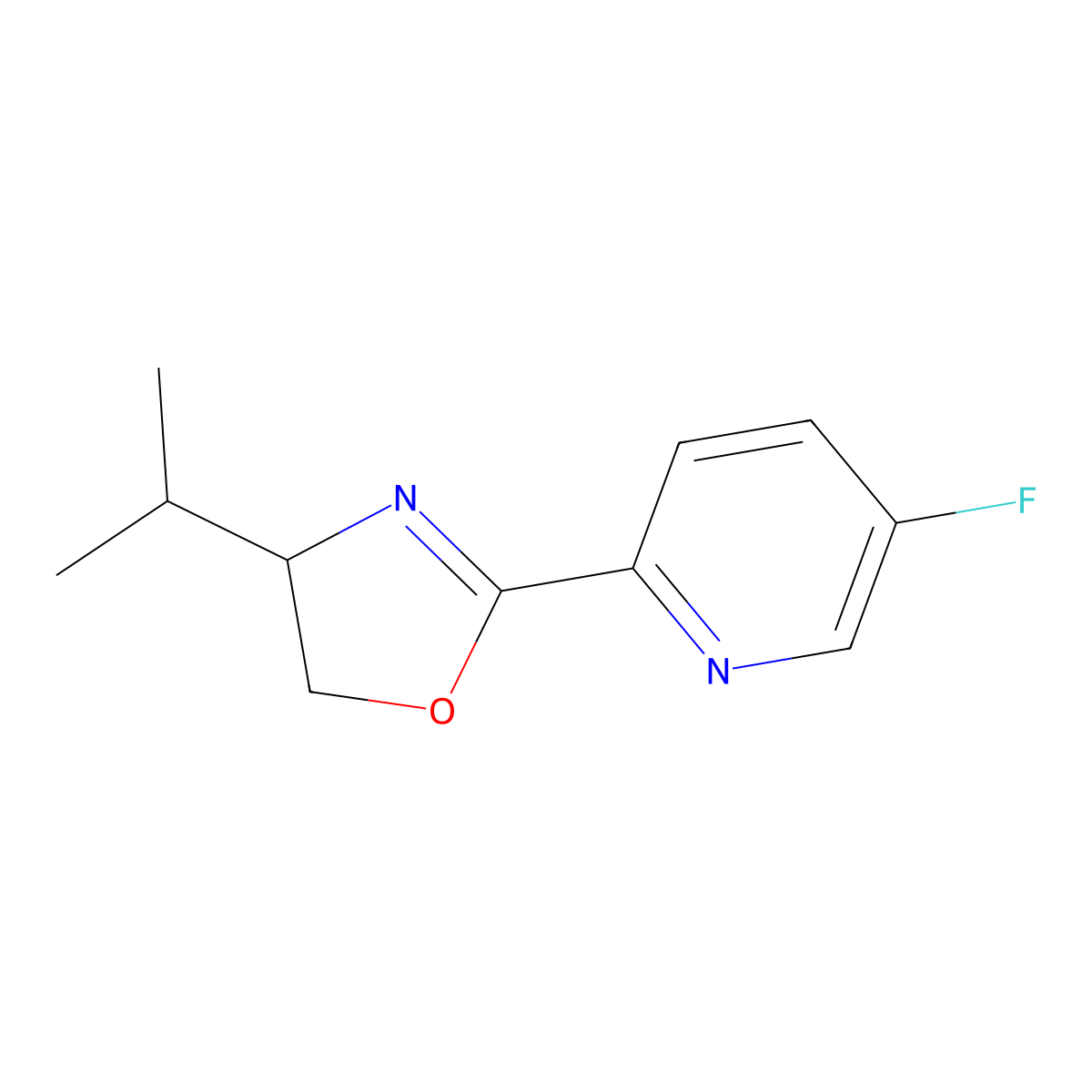 (R)-2-(5-Fluoropyridin-2-yl)-4-isopropyl-4,5-dihydrooxazole molecular structure, CAS 2828433-61-8