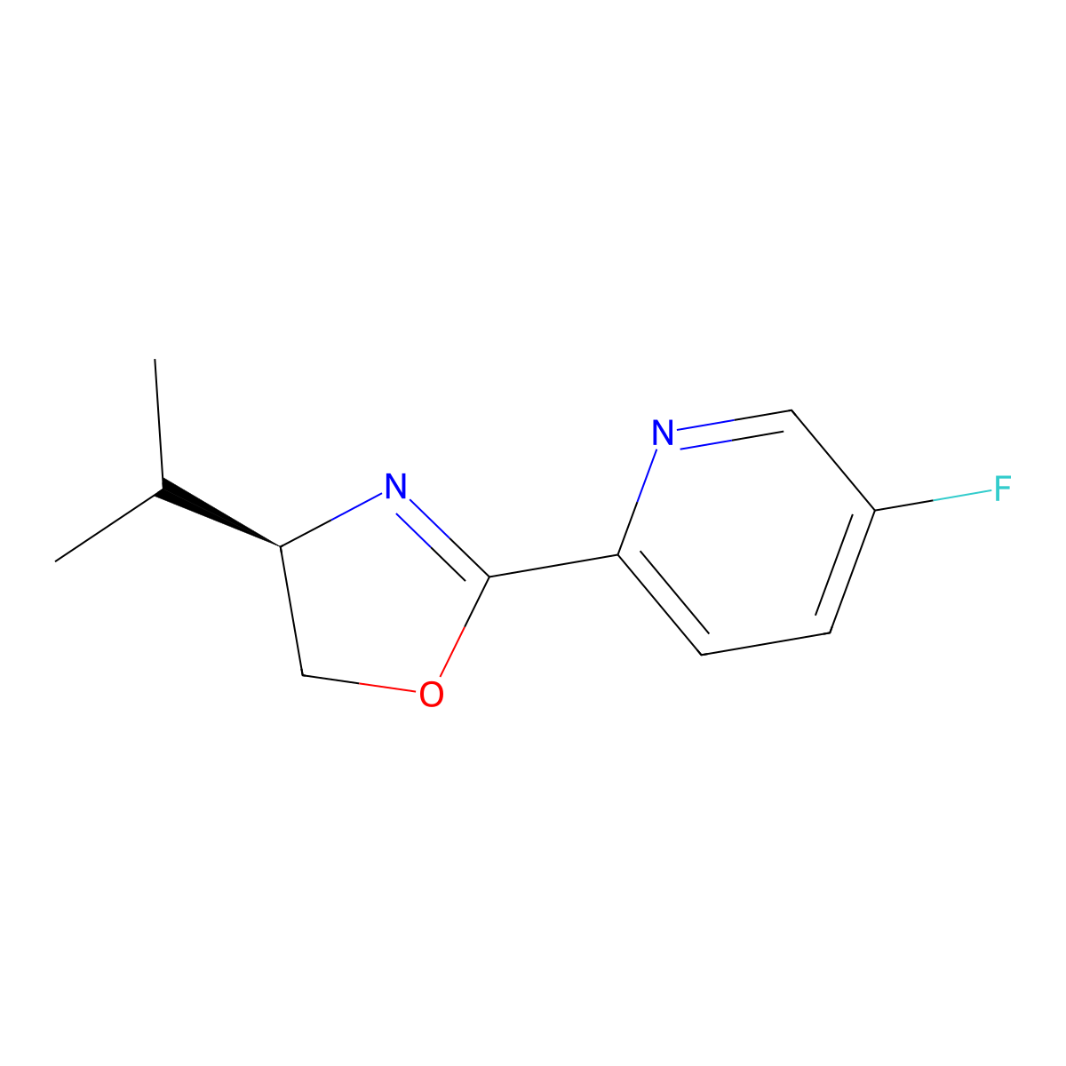 (R)-2-(5-Fluoropyridin-2-yl)-4-isopropyl-4,5-dihydrooxazole molecular structure, CAS 2828433-61-8