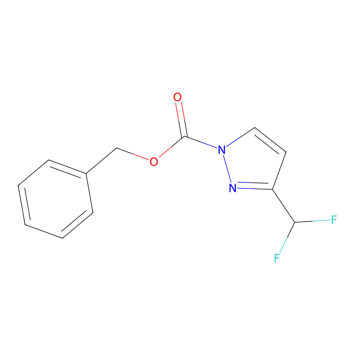Benzyl 3-(difluoromethyl)-1H-pyrazole-1-carboxylate molecular structure, CAS 2828433-69-6