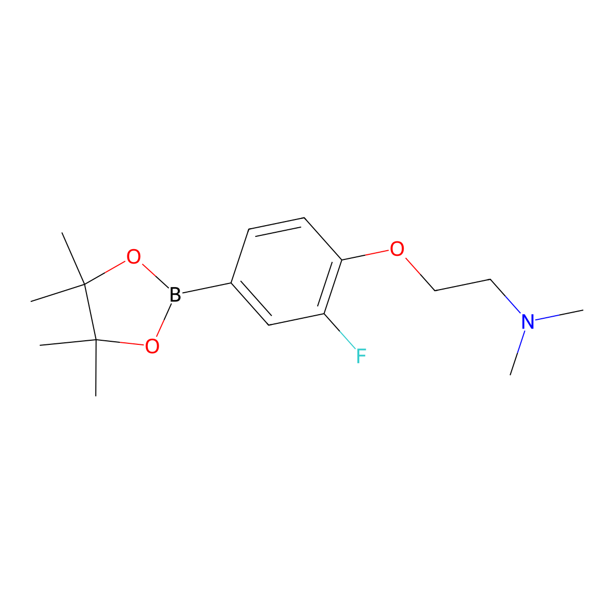 2-(2-Fluoro-4-(4,4,5,5-tetramethyl-1,3,2-dioxaborolan-2-yl)phenoxy)-N,N-dimethylethanamine molecular structure, CAS 2828433-72-1