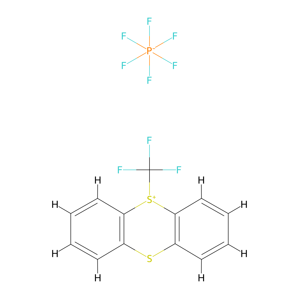 5-(Trifluoromethyl)-5H-thianthren-5-ium hexafluorophosphate(V) molecular structure, CAS 2828433-75-4