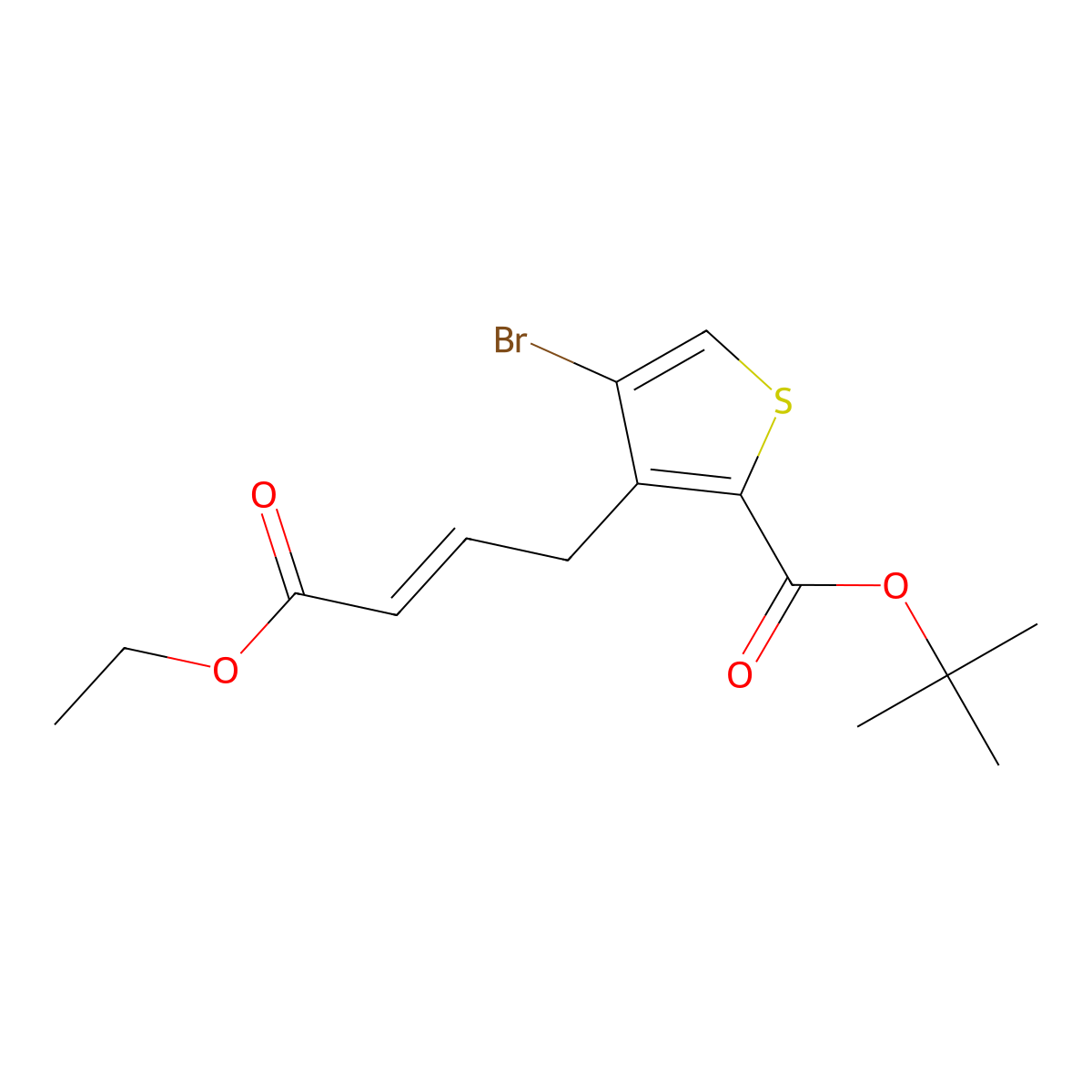 (E)-tert-Butyl 4-bromo-3-(4-ethoxy-4-oxobut-2-en-1-yl)thiophene-2-carboxylate molecular structure, CAS 2828433-77-6