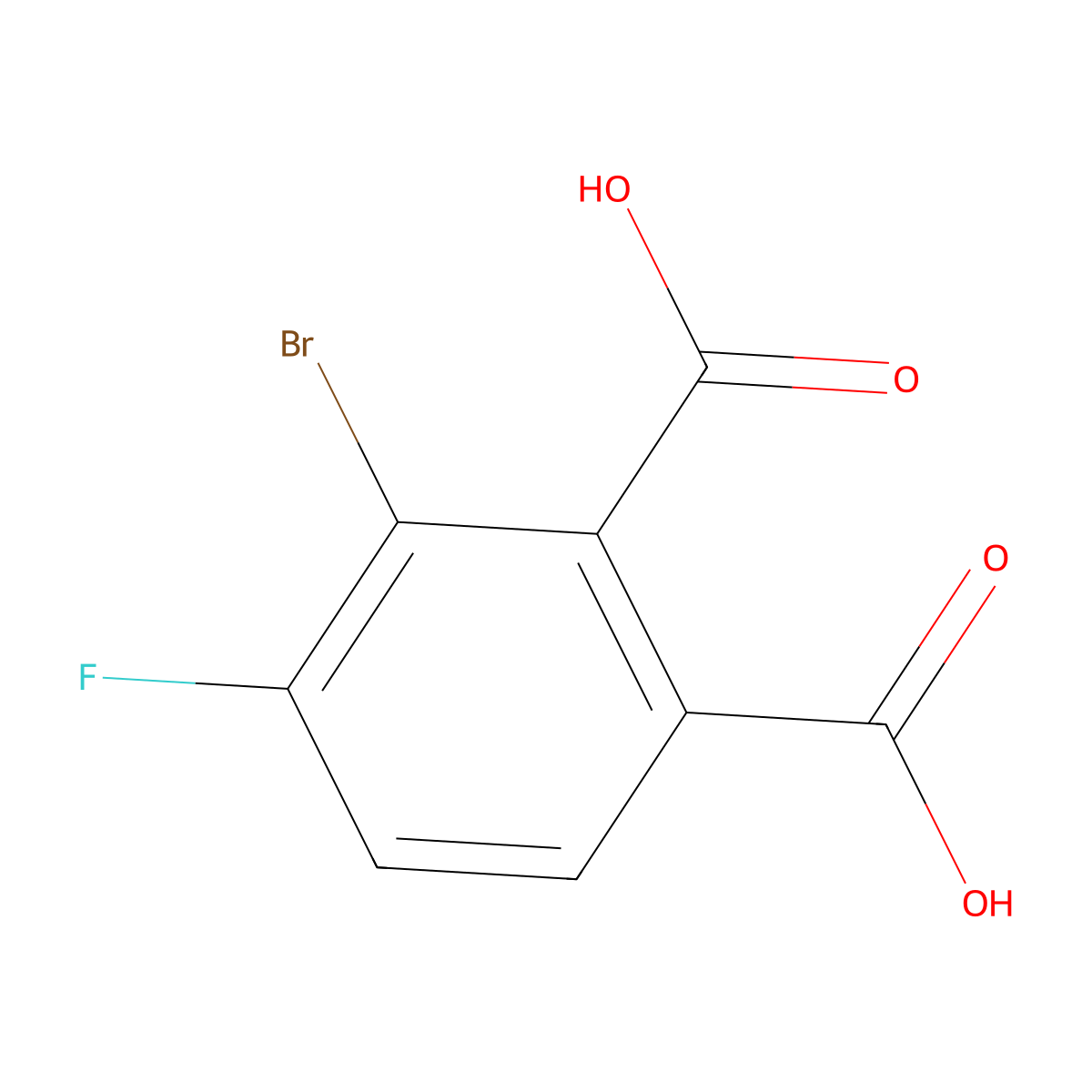 3-Bromo-4-fluorophthalic acid molecular structure, CAS 2828433-78-7