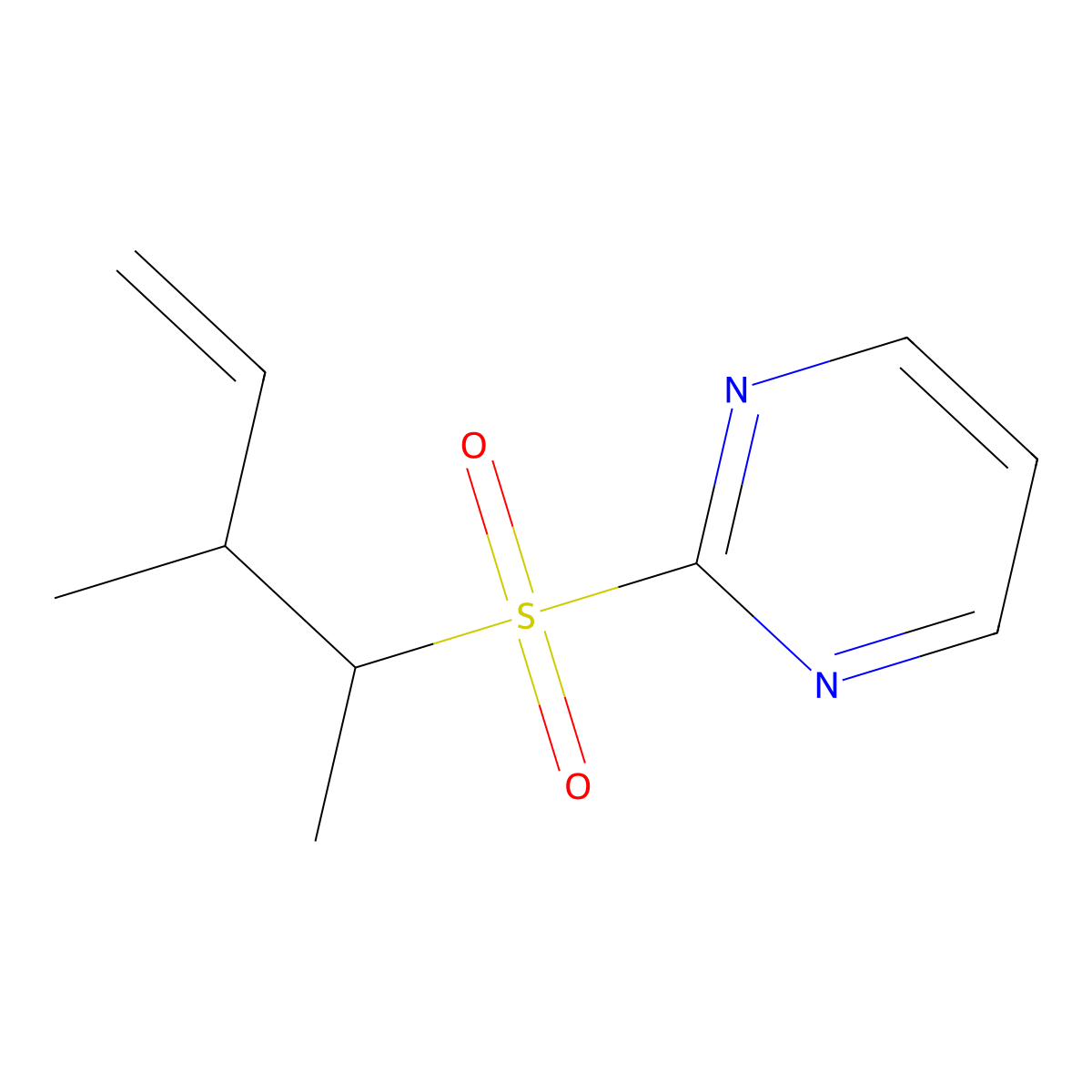 2-(((2S,3R)-3-Methylpent-4-en-2-yl)sulfonyl)pyrimidine molecular structure, CAS 2828433-79-8