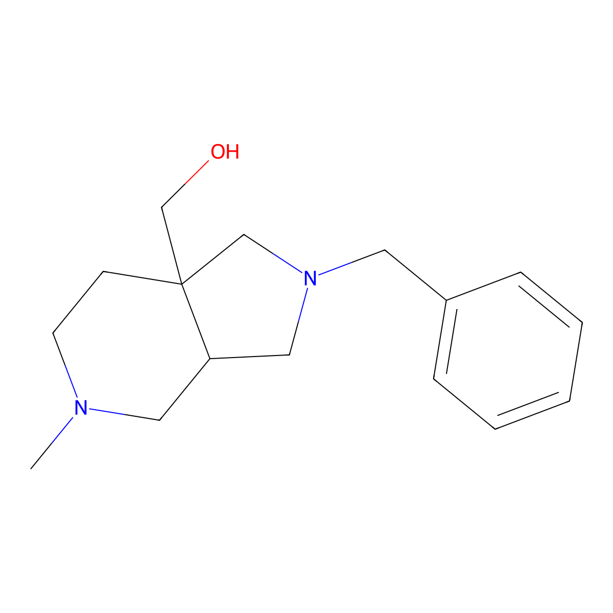 cis-(2-Benzyl-5-methyloctahydro-7aH-pyrrolo[3,4-c]pyridin-7a-yl)methanol molecular structure, CAS 2828433-83-4