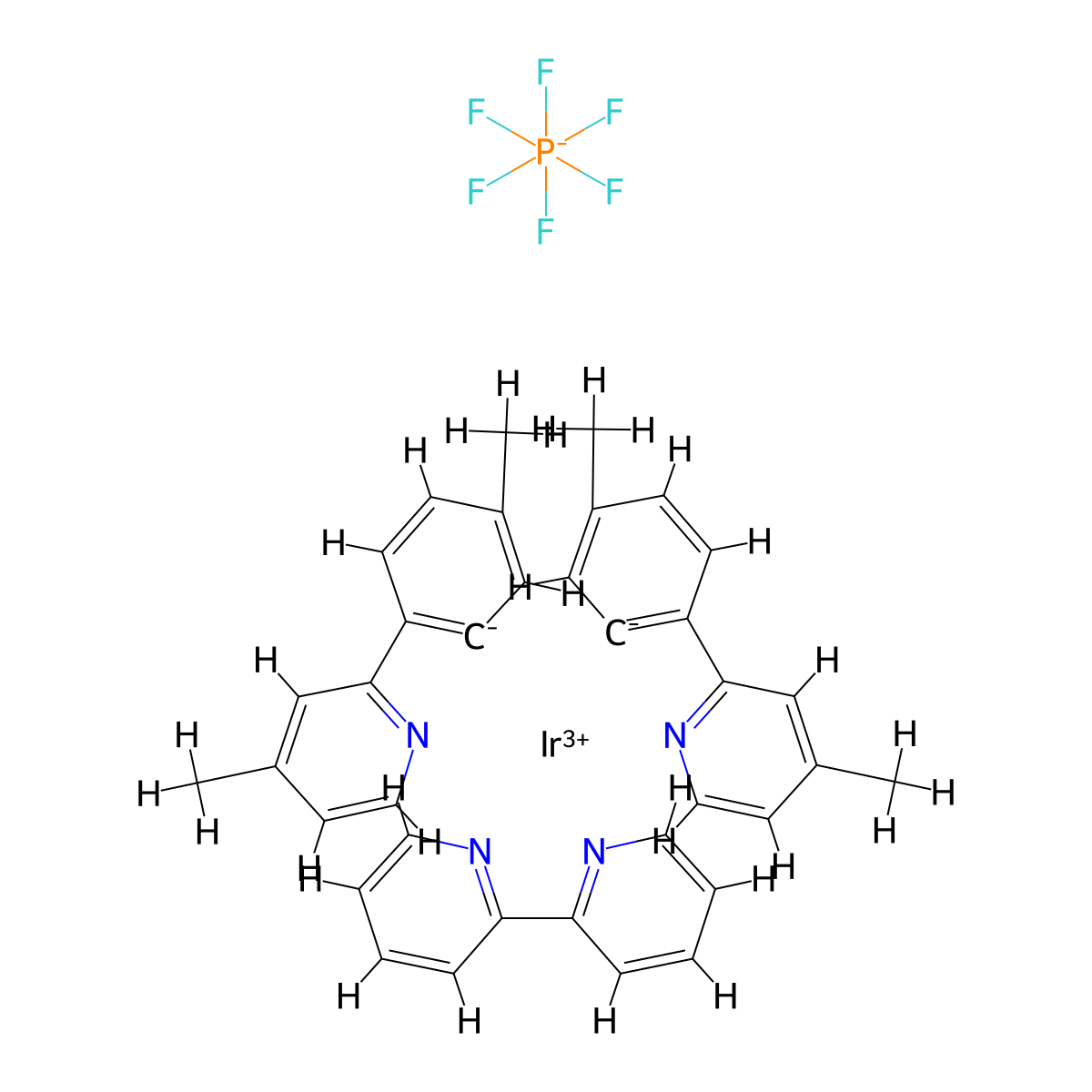 Iridium-(2,2'-bipyridine-κN1,κN1')bis[5-methyl-2-(4-methyl-2-pyridinyl-κN)phenyl-κC]-(OC-6-33)-hexafluorophosphate molecular structure, CAS 2828437-82-5