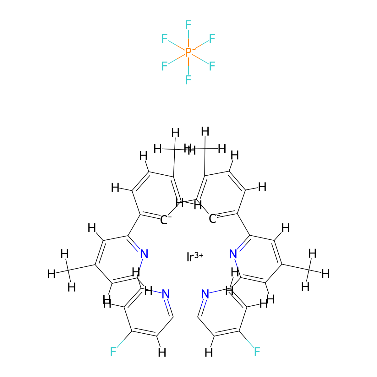 Iridium-(4,4'-difluoro-2,2'-bipyridine-κN1,κN1')bis[5-methyl-2-(4-methyl-2-pyridinyl-κN)phenyl-κC]-hexafluorophosphate molecular structure, CAS 2828438-04-4