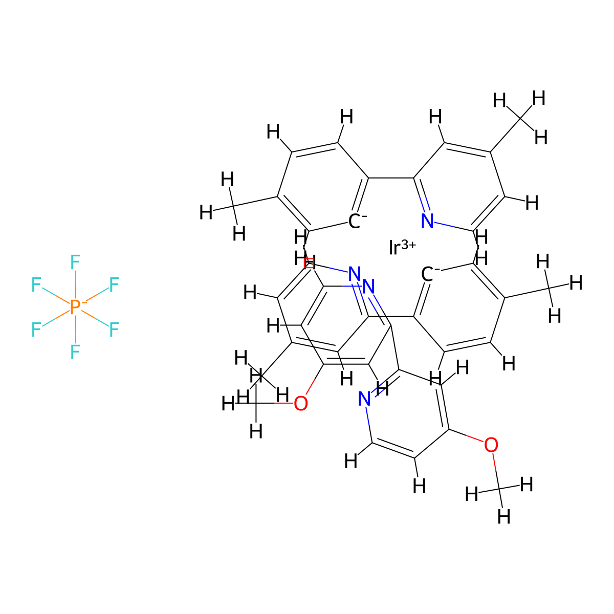 Iridium-(4,4'-dimethoxy-2,2'-bipyridine-κN1,κN1')bis[5-methyl-2-(4-methyl-2-pyridinyl-κN)phenyl-κC]-hexafluorophosphate molecular structure, CAS 2828438-08-8