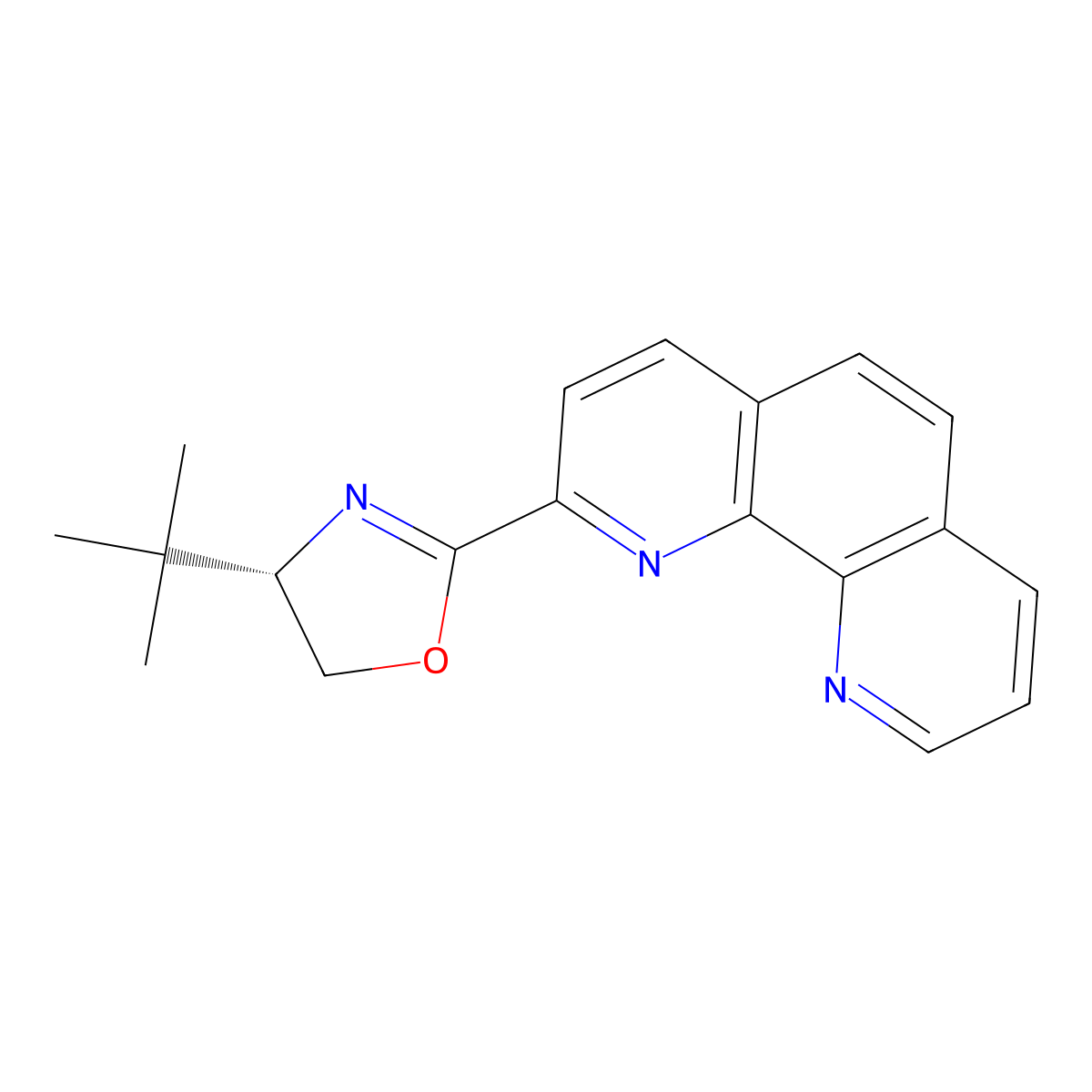 (S)-4-(tert-Butyl)-2-(1,10-phenanthrolin-2-yl)-4,5-dihydrooxazole molecular structure, CAS 2828438-14-6