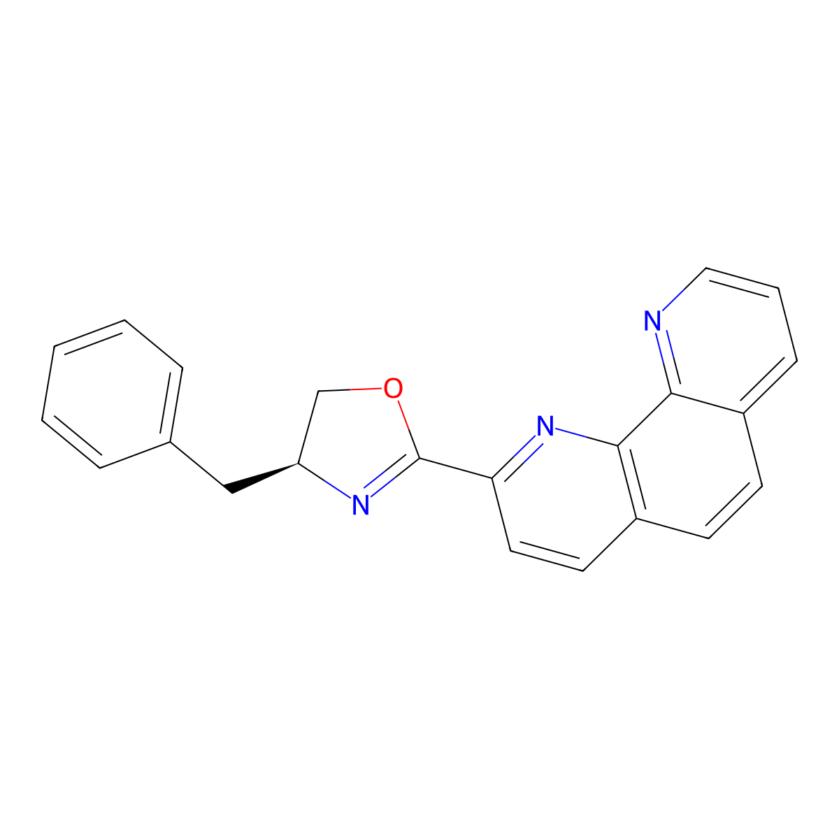 (S)-4-Benzyl-2-(1,10-phenanthrolin-2-yl)-4,5-dihydrooxazole molecular structure, CAS 2828438-15-7