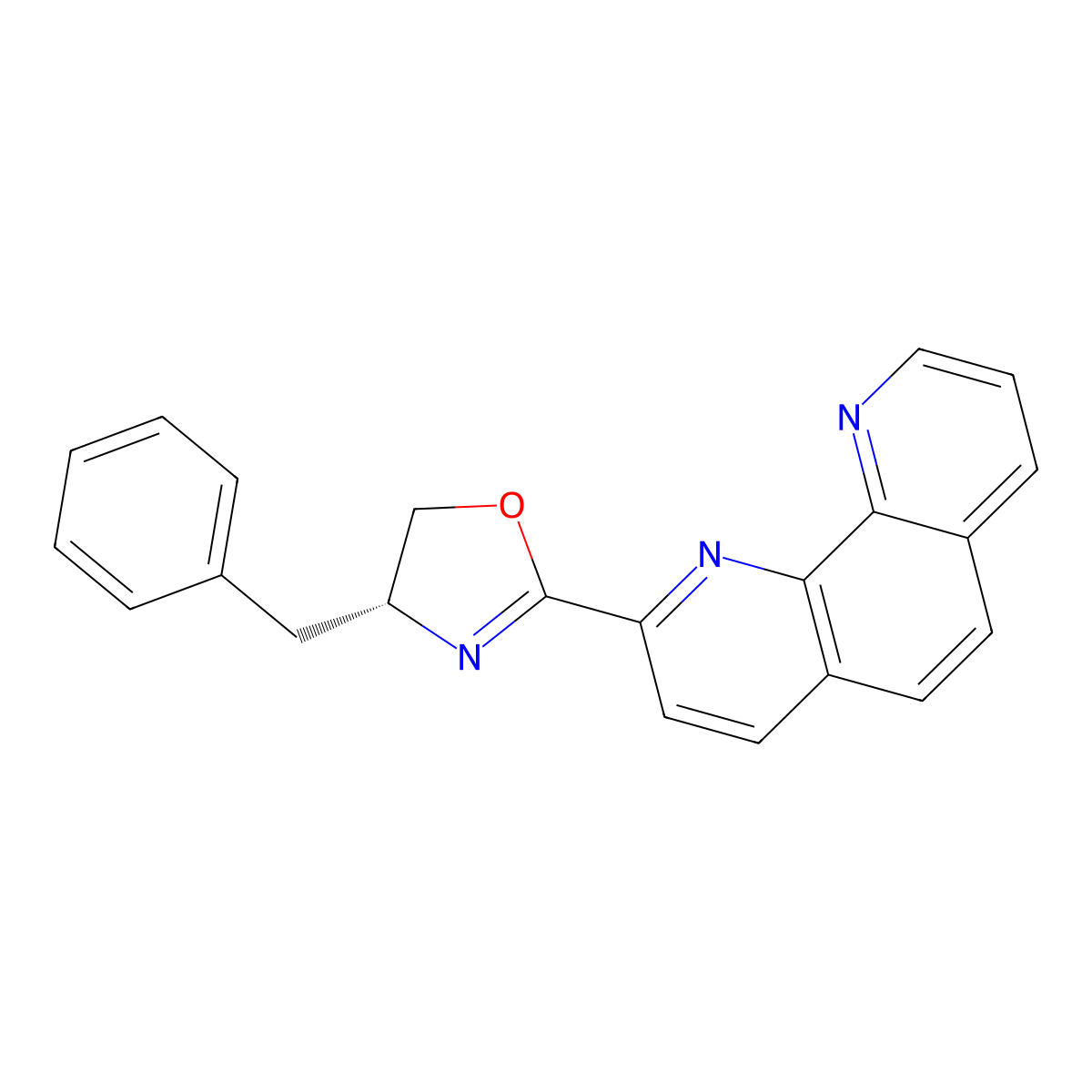 (R)-4-Benzyl-2-(1,10-phenanthrolin-2-yl)-4,5-dihydrooxazole molecular structure, CAS 2828438-19-1
