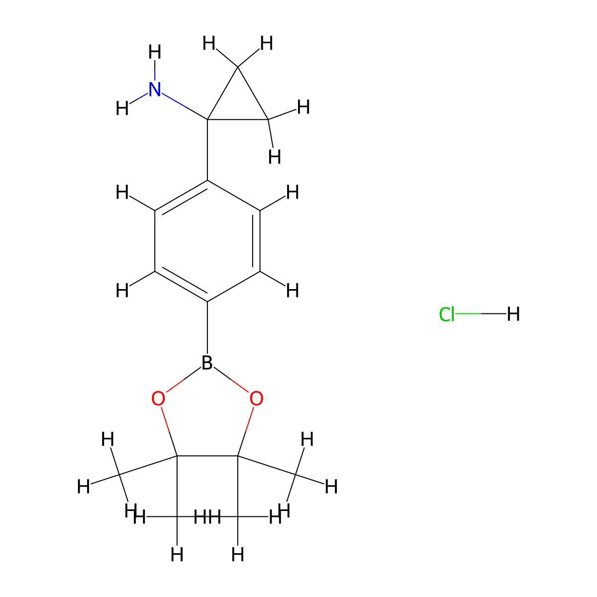 1-(4-(4,4,5,5-Tetramethyl-1,3,2-dioxaborolan-2-yl)phenyl)cyclopropanamine hydrochloride molecular structure, CAS 2828438-22-6