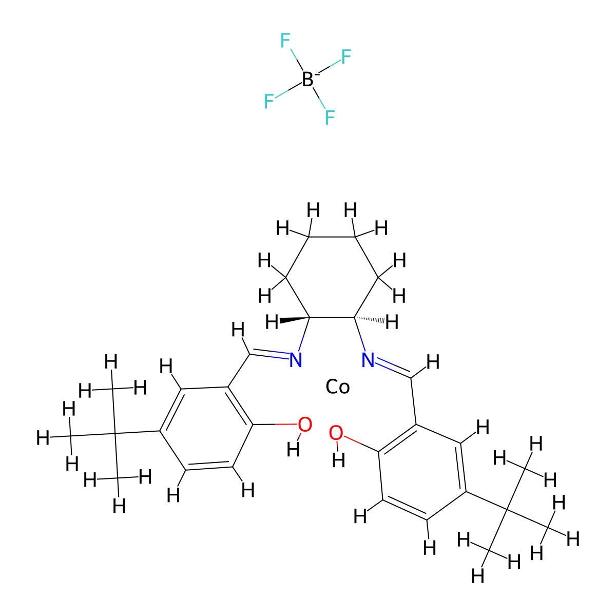 [[2,2'-[(1R,2R)-1,2-Cyclohexanediylbis[(nitrilo-κN)methylidyne]]bis[4-bis(1,1-dimethylethyl)phenolato-κO]](2-)][tetrafluoroborato(1-)-κF]cobalt molecular structure, CAS 2828438-35-1