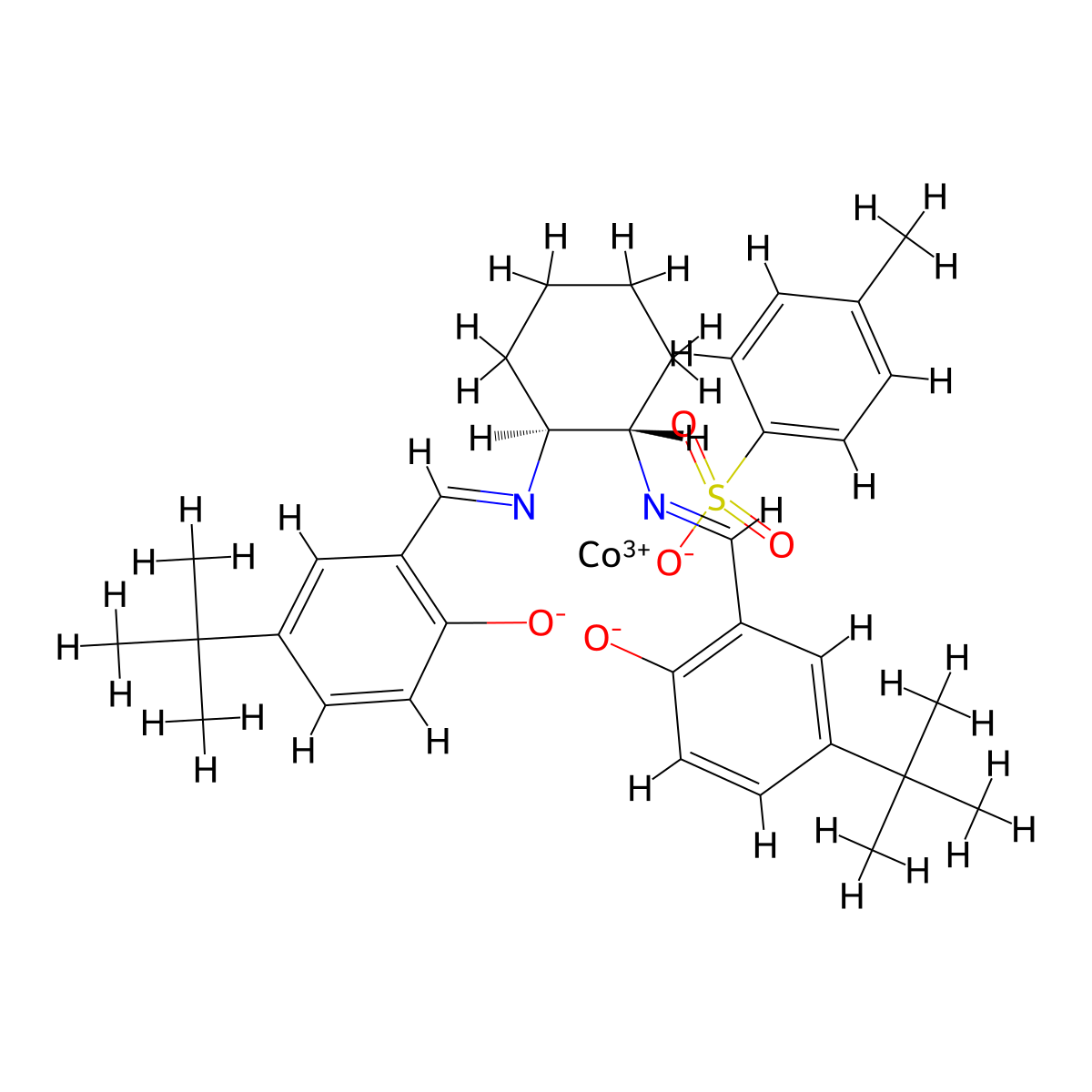 [[2,2'-[(1S,2S)-1,2-Cyclohexanediylbis[(nitrilo-κN)methylidyne]]bis[4-bis(1,1-dimethylethyl)phenolato-κO]](2-)](4-methylbenzenesulfonato-κO)cobalt molecular structure, CAS 2828438-41-9