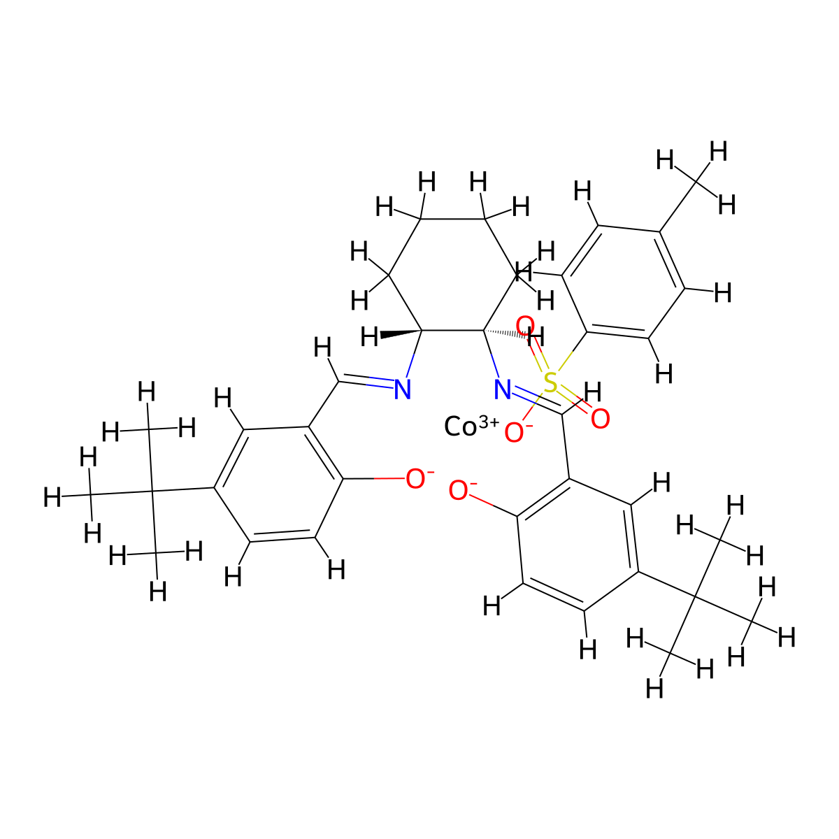 [[2,2'-[(1R,2R)-1,2-Cyclohexanediylbis[(nitrilo-κN)methylidyne]]bis[4-bis(1,1-dimethylethyl)phenolato-κO]](2-)](4-methylbenzenesulfonato-κO)cobalt molecular structure, CAS 2828438-42-0