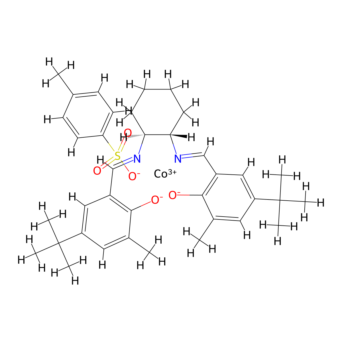 [[2,2'-[(1S,2S)-1,2-Cyclohexanediylbis[(nitrilo-κN)methylidyne]]bis[4-bis(1,1-dimethylethyl)-6-methyl-phenolato-κO]](2-)](4-methylbenzenesulfonato-κO)cobalt molecular structure, CAS 2828438-43-1
