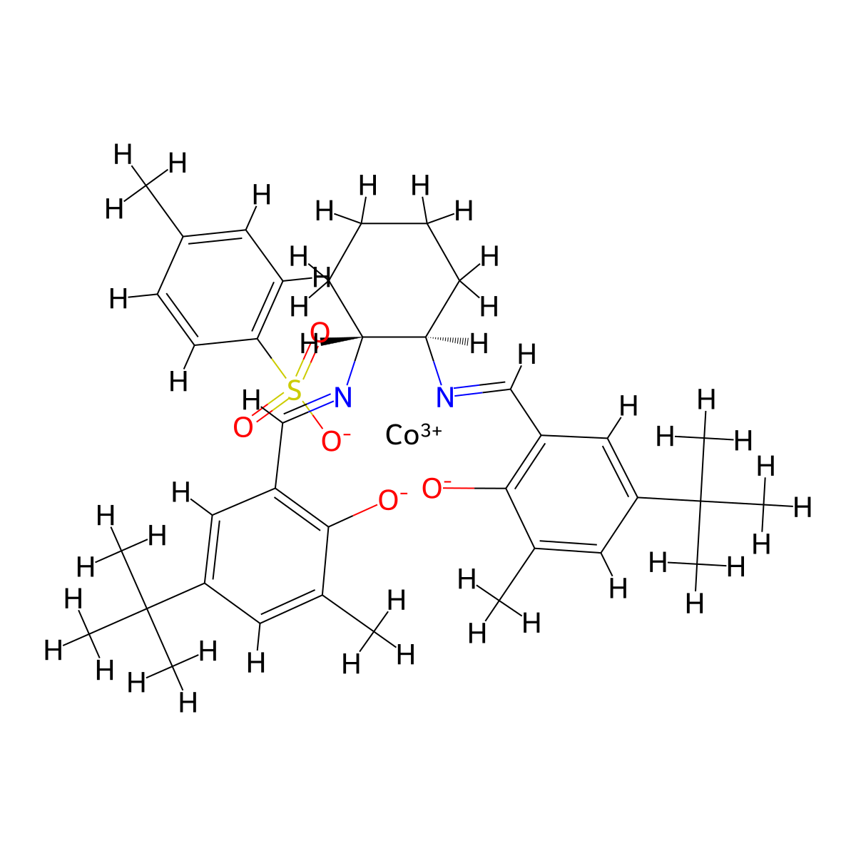 [[2,2'-[(1R,2R)-1,2-Cyclohexanediylbis[(nitrilo-κN)methylidyne]]bis[4-bis(1,1-dimethylethyl)-6-methyl-phenolato-κO]](2-)](4-methylbenzenesulfonato-κO)cobalt molecular structure, CAS 2828438-44-2