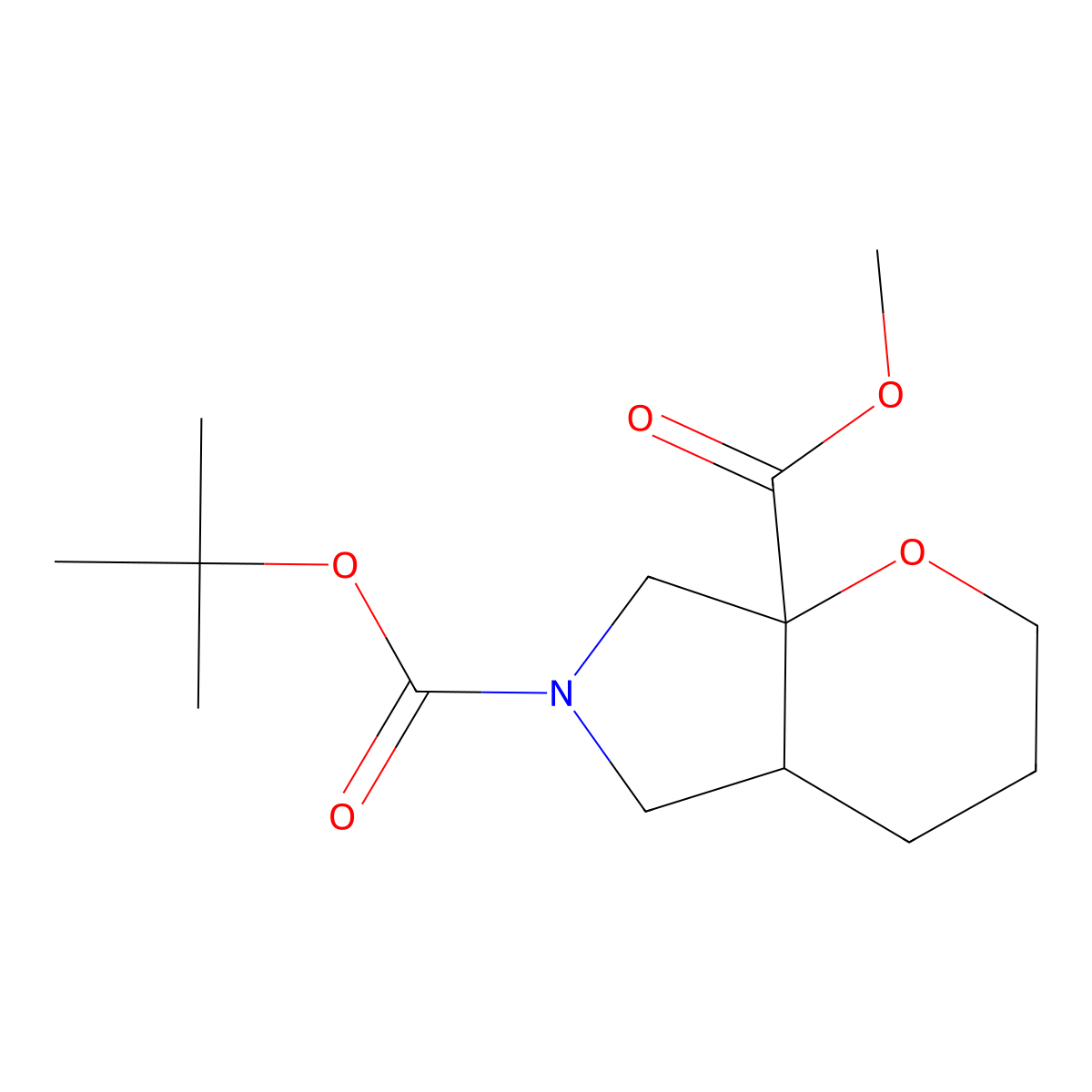 rel-6-(tert-Butyl) 7a-methyl (4aS,7aS)-tetrahydropyrano[2,3-c]pyrrole-6,7a(2H,7H)-dicarboxylate molecular structure, CAS 2828438-45-3