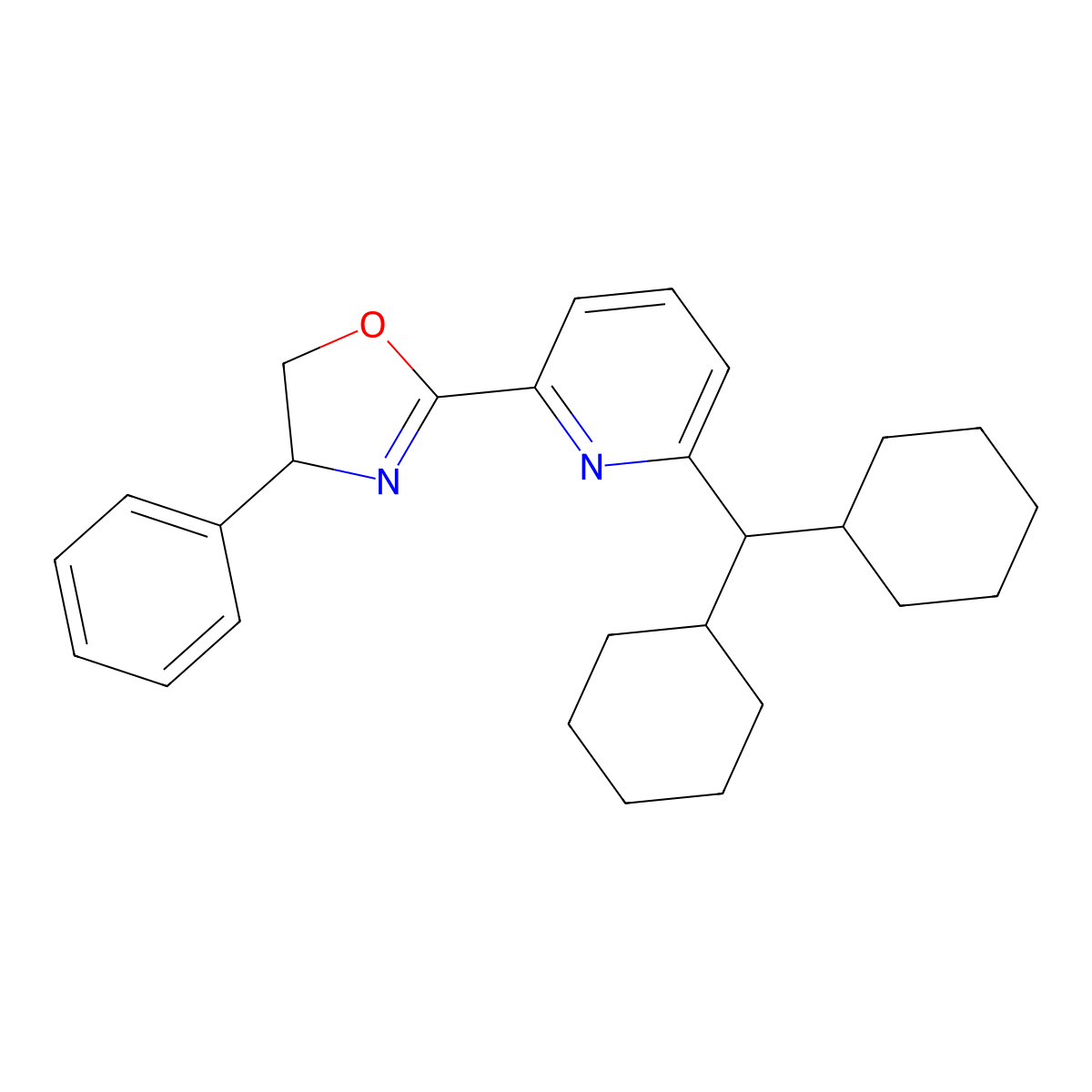 (S)-2-(6-(Dicyclohexylmethyl)pyridin-2-yl)-4-phenyl-4,5-dihydrooxazole molecular structure, CAS 2828438-50-0