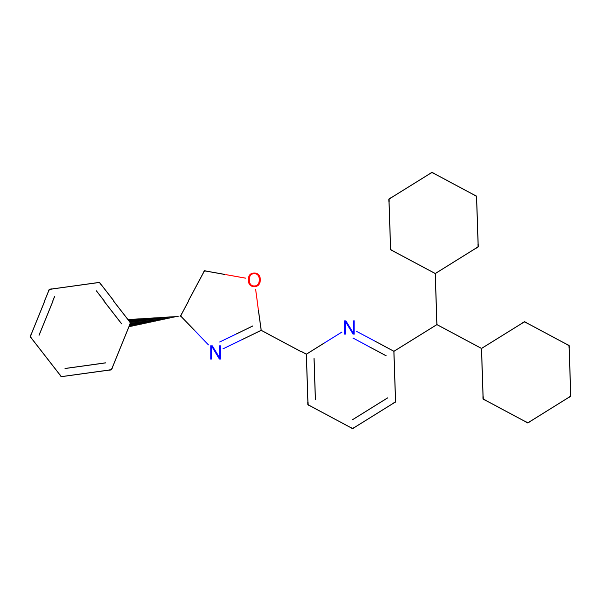 (S)-2-(6-(Dicyclohexylmethyl)pyridin-2-yl)-4-phenyl-4,5-dihydrooxazole molecular structure, CAS 2828438-50-0