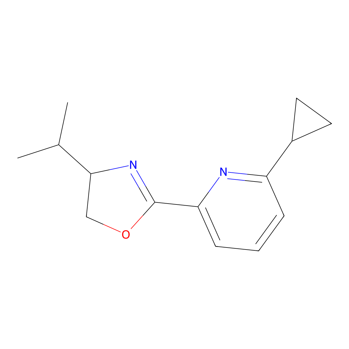(S)-2-(6-Cyclopropylpyridin-2-yl)-4-isopropyl-4,5-dihydrooxazole molecular structure, CAS 2828438-54-4