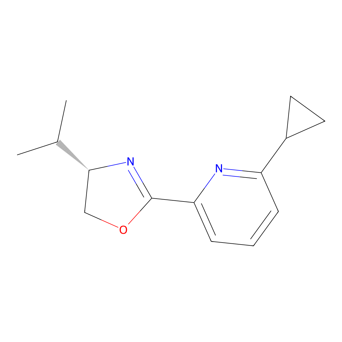 (S)-2-(6-Cyclopropylpyridin-2-yl)-4-isopropyl-4,5-dihydrooxazole molecular structure, CAS 2828438-54-4
