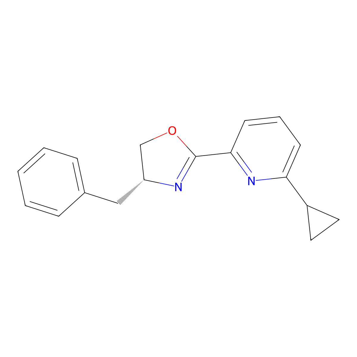 (R)-4-Benzyl-2-(6-cyclopropylpyridin-2-yl)-4,5-dihydrooxazole molecular structure, CAS 2828438-60-2