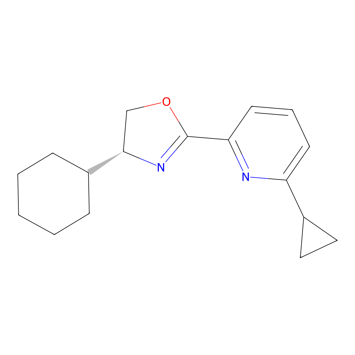 (R)-4-Cyclohexyl-2-(6-cyclopropylpyridin-2-yl)-4,5-dihydrooxazole molecular structure, CAS 2828438-64-6
