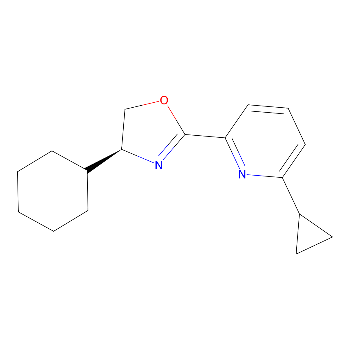 (S)-4-Cyclohexyl-2-(6-cyclopropylpyridin-2-yl)-4,5-dihydrooxazole molecular structure, CAS 2828438-65-7