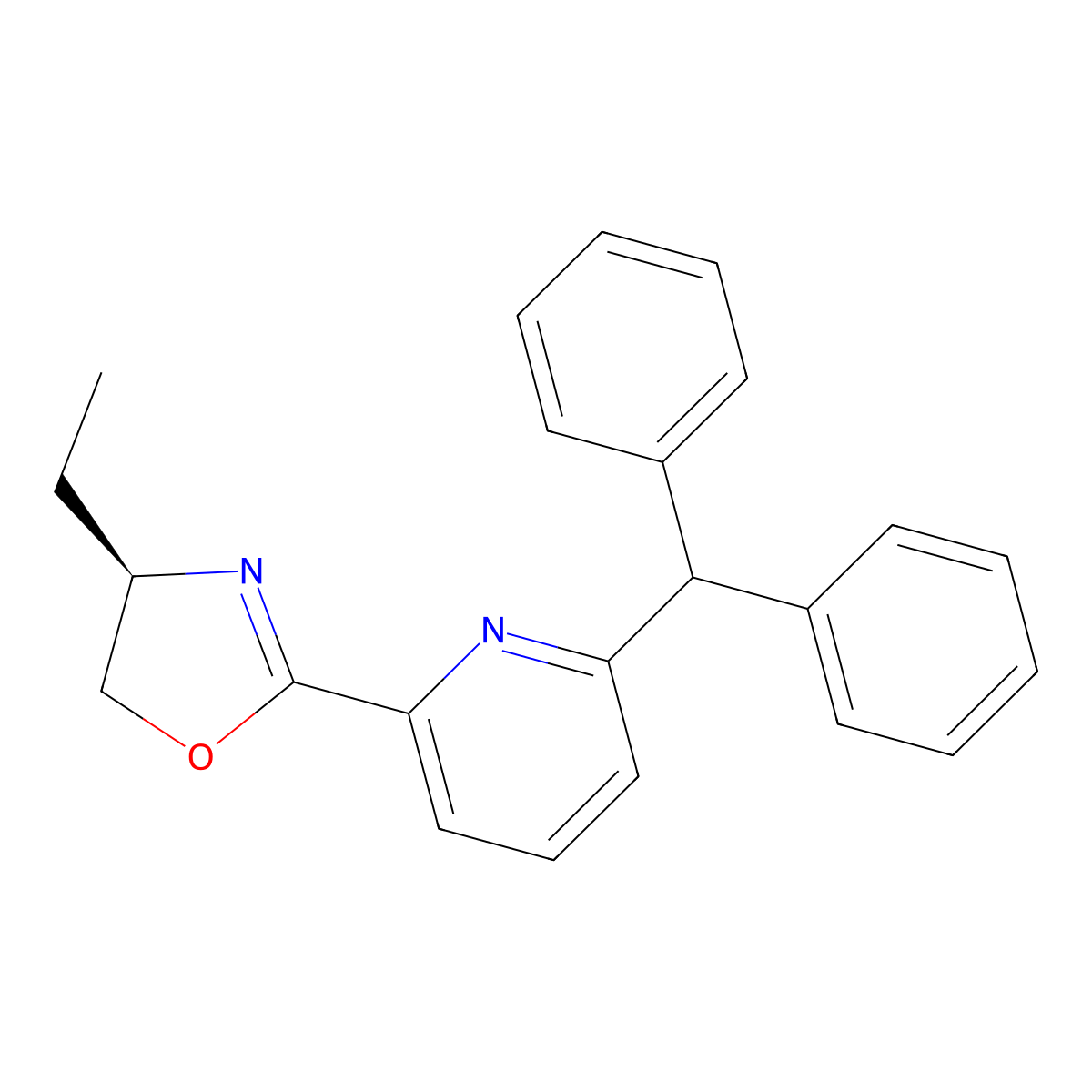 (R)-2-(6-Benzhydrylpyridin-2-yl)-4-ethyl-4,5-dihydrooxazole molecular structure, CAS 2828438-67-9