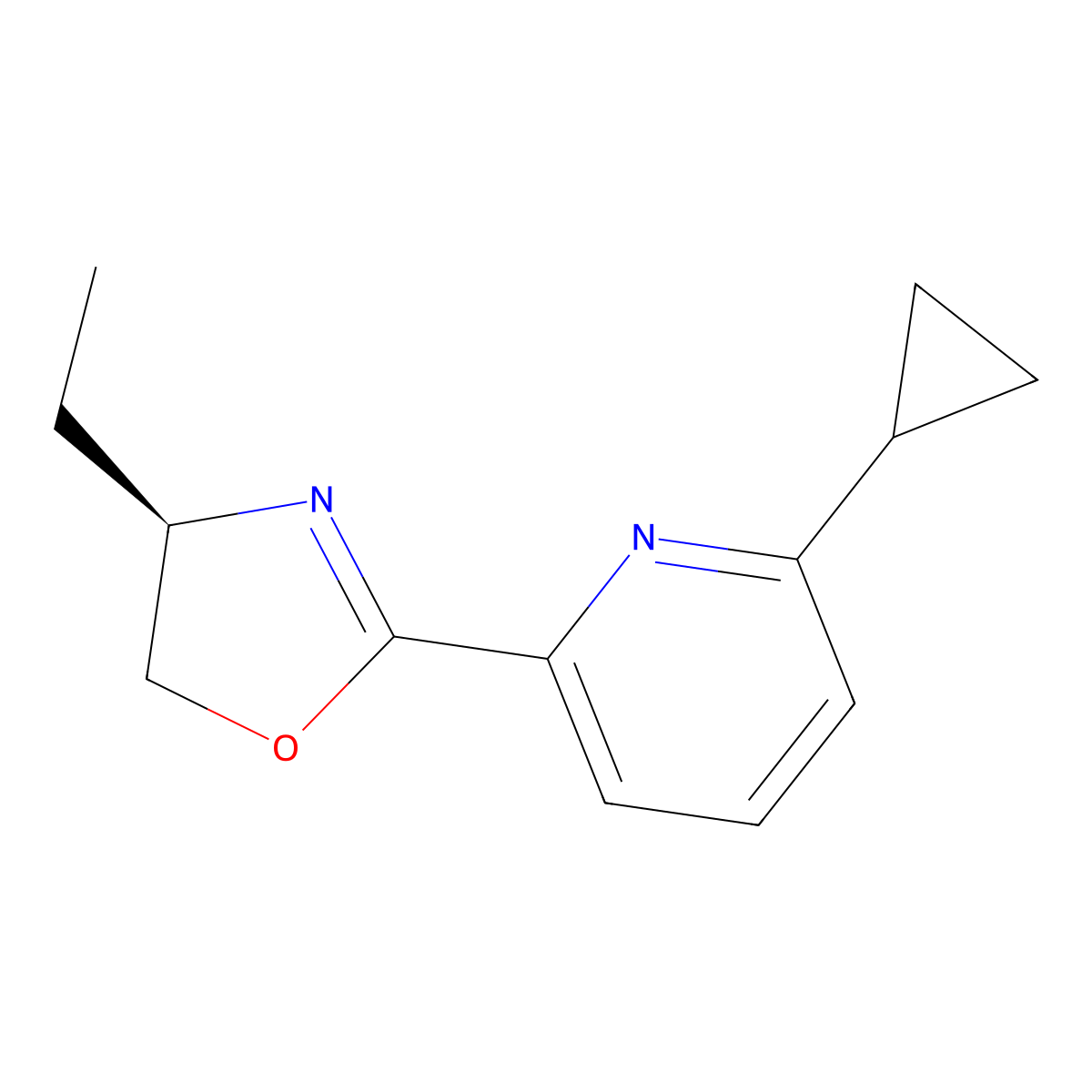 (R)-2-(6-Cyclopropylpyridin-2-yl)-4-ethyl-4,5-dihydrooxazole molecular structure, CAS 2828438-70-4