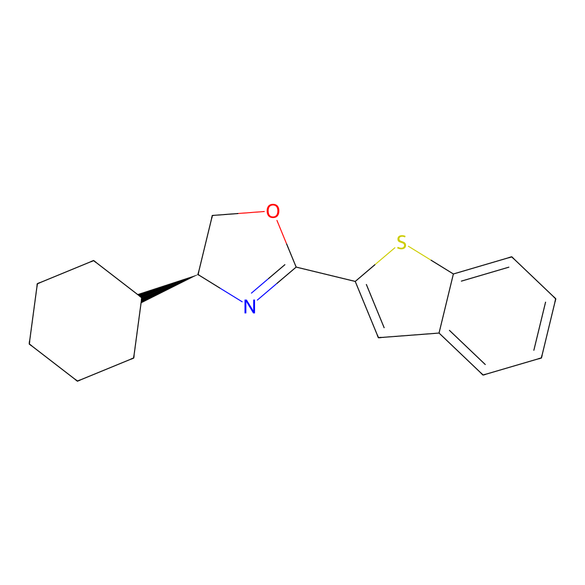 (S)-2-(Benzo[b]thiophen-2-yl)-4-cyclohexyl-4,5-dihydrooxazole molecular structure, CAS 2828438-76-0