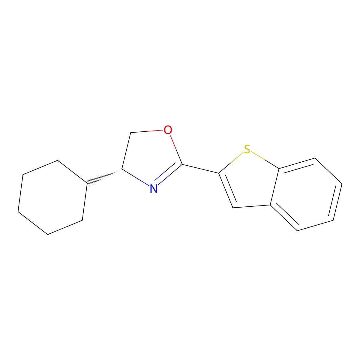 (R)-2-(Benzo[b]thiophen-2-yl)-4-cyclohexyl-4,5-dihydrooxazole molecular structure, CAS 2828438-77-1