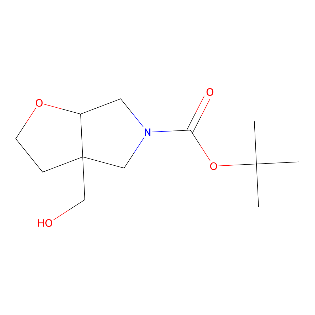 rel-tert-Butyl (3aR,6aR)-3a-(hydroxymethyl)hexahydro-5H-furo[2,3-c]pyrrole-5-carboxylate molecular structure, CAS 2828438-85-1