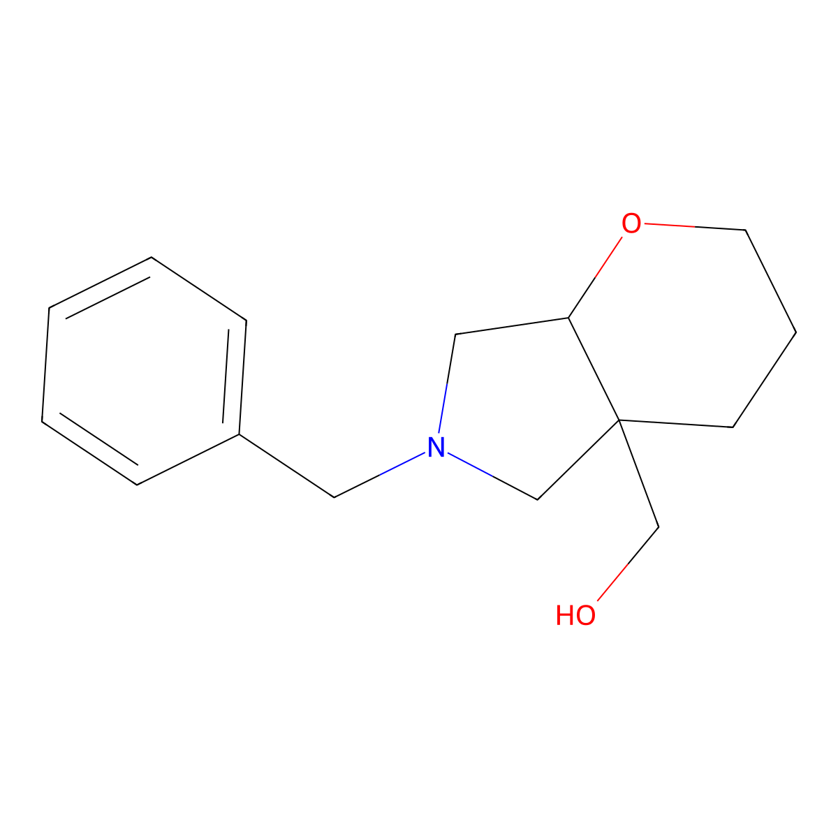 rel-((4aS,7aS)-6-Benzylhexahydropyrano[2,3-c]pyrrol-4a(2H)-yl)methanol molecular structure, CAS 2828438-86-2