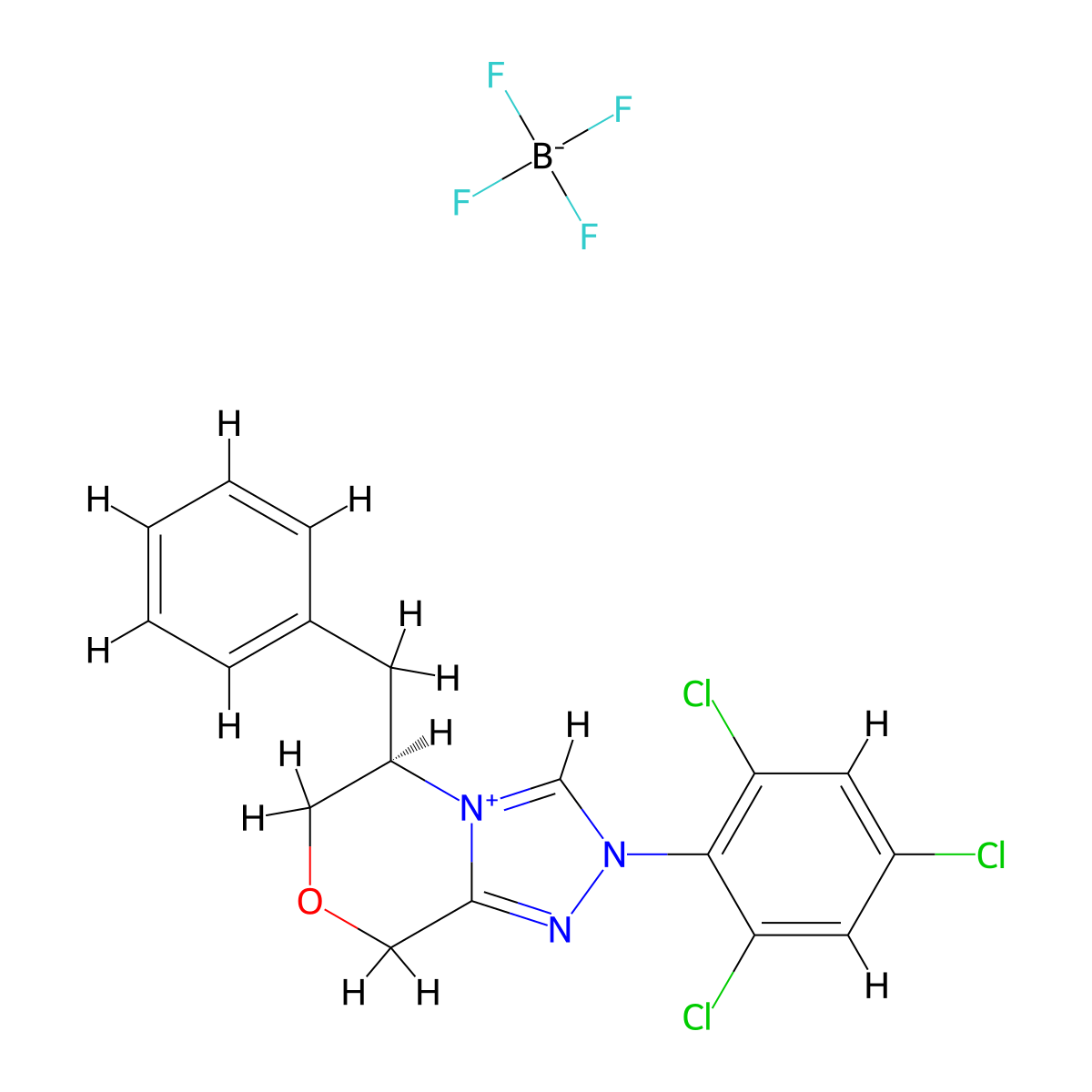 (R)-5-Benzyl-2-(2,4,6-trichlorophenyl)-5,6-dihydro-8H-[1,2,4]triazolo[3,4-c][1,4]oxazin-2-ium tetrafluoroborate molecular structure, CAS 2828438-91-9