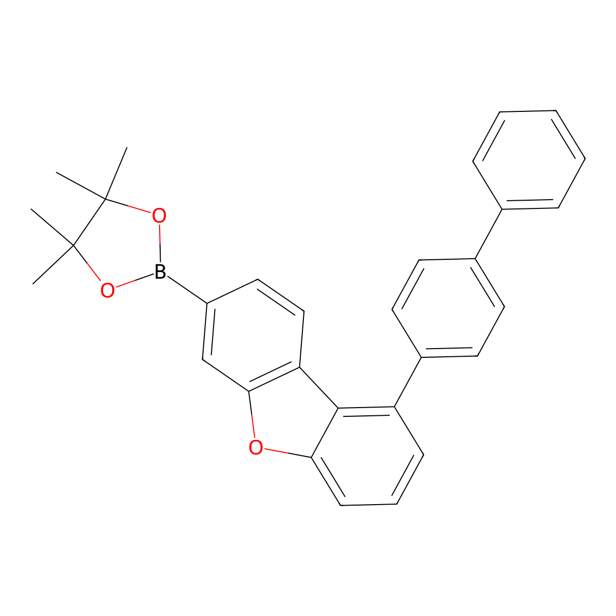 2-(9-([1,1'-Biphenyl]-4-yl)dibenzo[b,d]furan-3-yl)-4,4,5,5-tetramethyl-1,3,2-dioxaborolane molecular structure, CAS 2828438-92-0