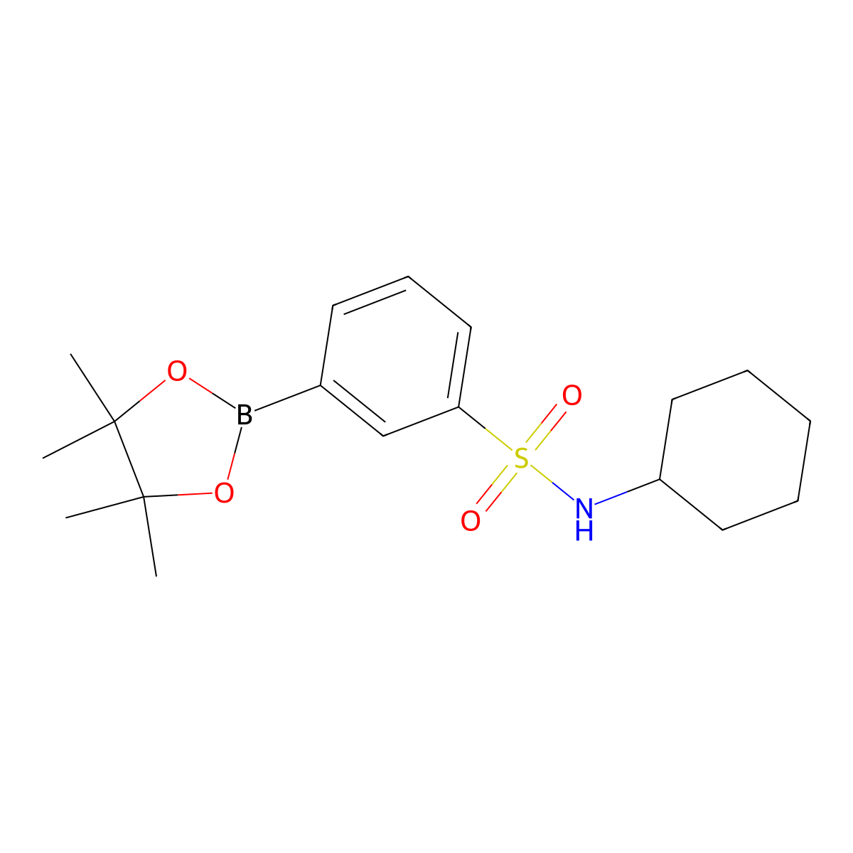 N-Cyclohexyl-3-(4,4,5,5-tetramethyl-1,3,2-dioxaborolan-2-yl)benzenesulfonamide molecular structure, CAS 2828439-41-2