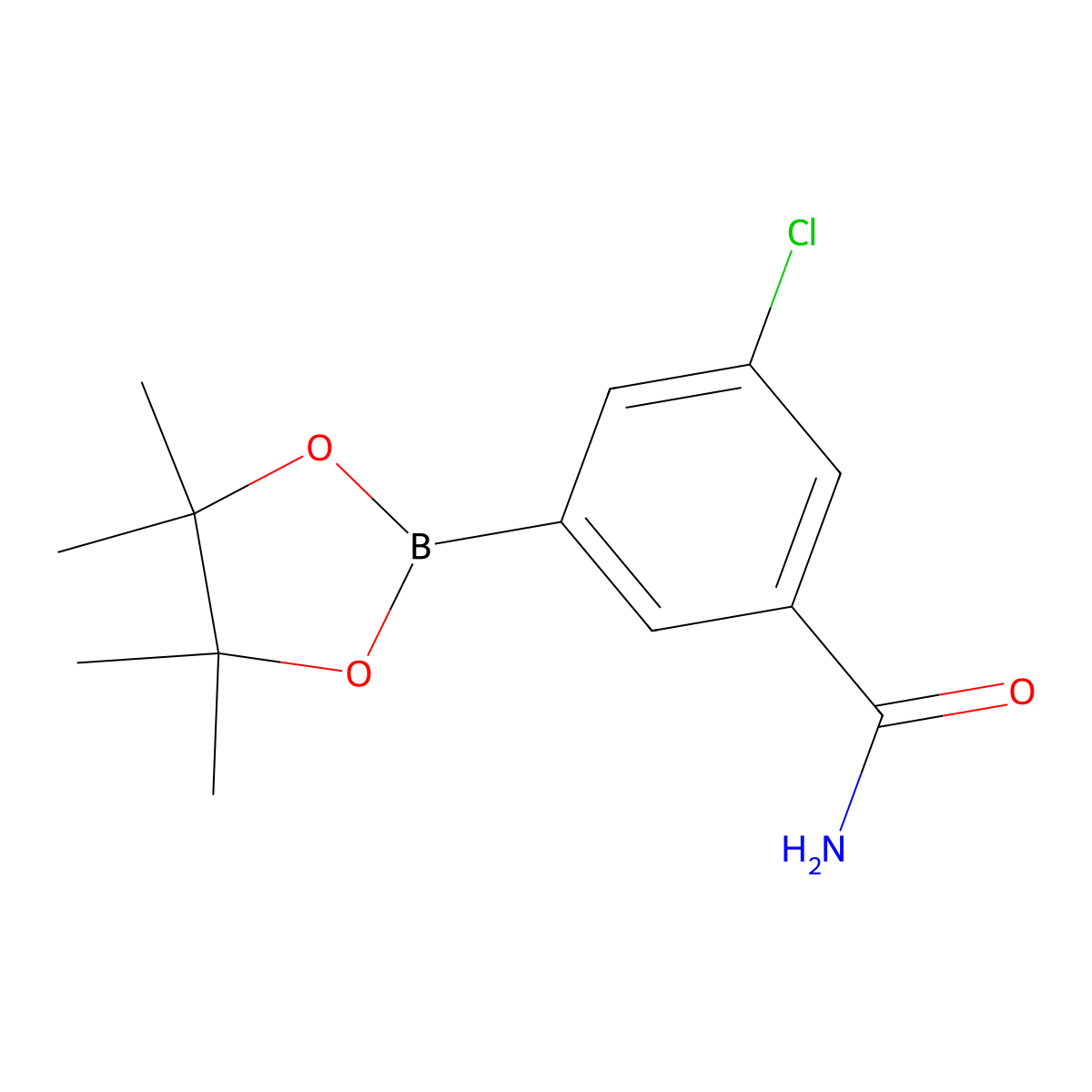 3-Chloro-5-(4,4,5,5-tetramethyl-1,3,2-dioxaborolan-2-yl)benzamide molecular structure, CAS 2828439-43-4