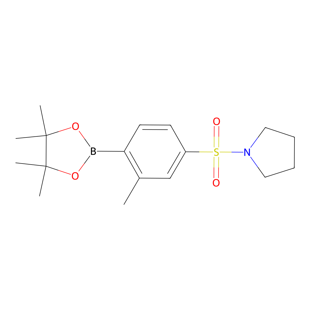 1-((3-Methyl-4-(4,4,5,5-tetramethyl-1,3,2-dioxaborolan-2-yl)phenyl)sulfonyl)pyrrolidine molecular structure, CAS 2828439-44-5