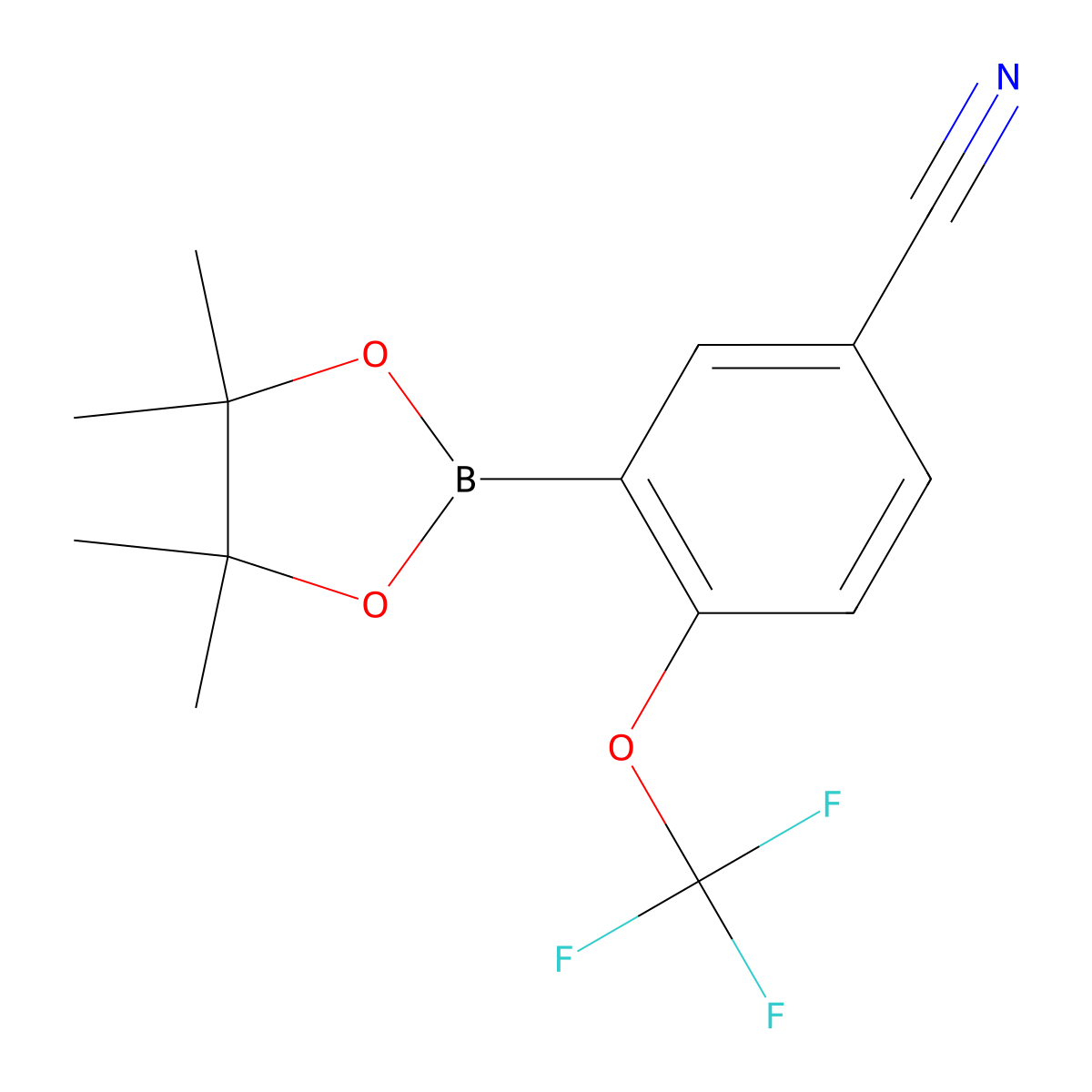 3-(4,4,5,5-Tetramethyl-1,3,2-dioxaborolan-2-yl)-4-(trifluoromethoxy)benzonitrile molecular structure, CAS 2828439-45-6
