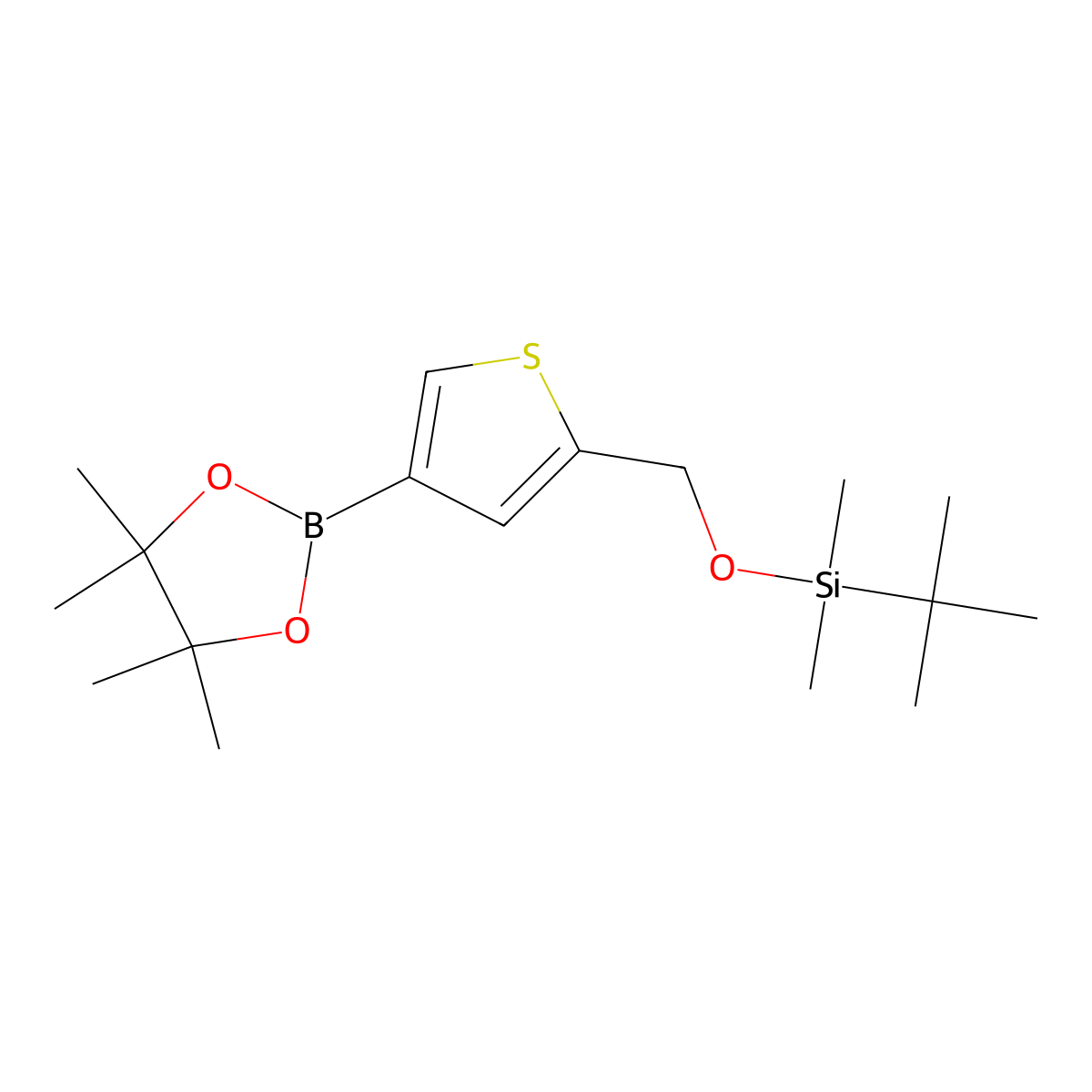 tert-Butyldimethyl((4-(4,4,5,5-tetramethyl-1,3,2-dioxaborolan-2-yl)thiophen-2-yl)methoxy)silane molecular structure, CAS 2828439-46-7